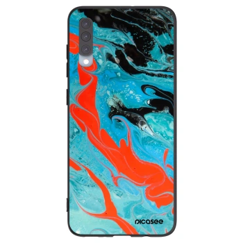 Picasee Samsung Galaxy A70 A705F Hülle - Schwarzes Silikon - Blue Magma