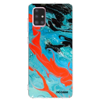 Picasee Samsung Galaxy A71 A715F Hülle - Transparentes Silikon - Blue Magma