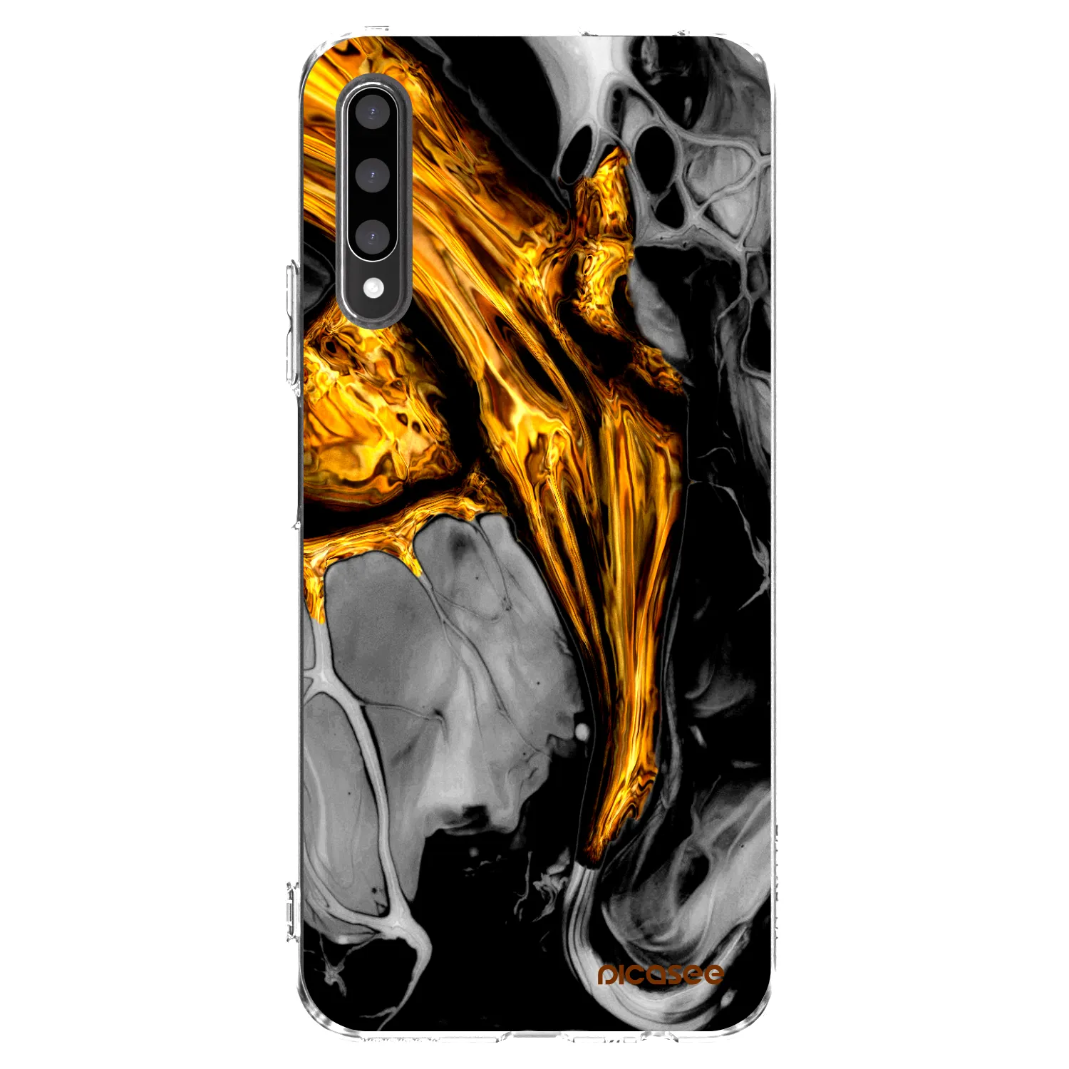 Picasee Honor 9X Pro Hülle - Transparentes Silikon - Black Gold