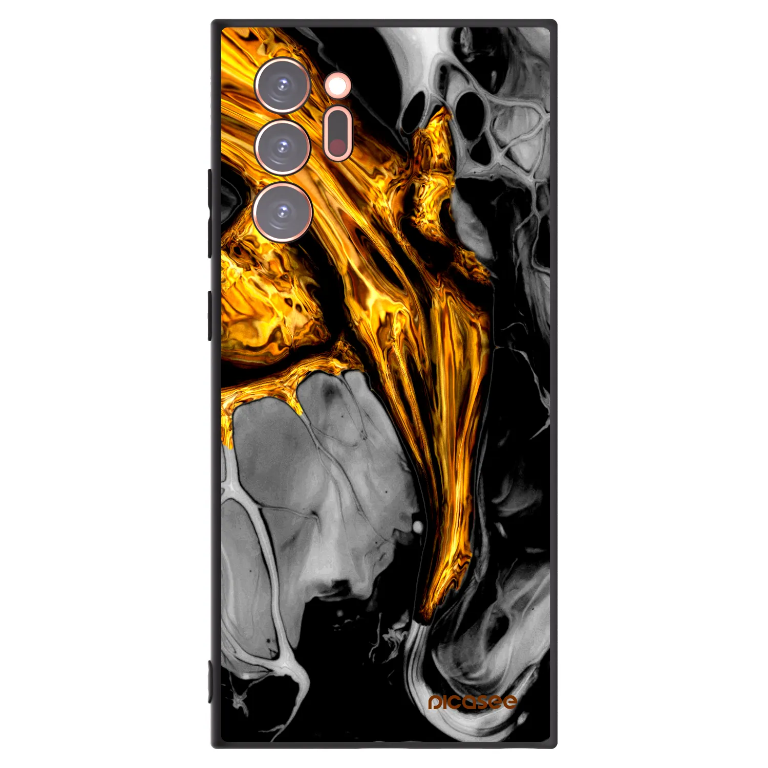 Picasee Samsung Galaxy Note 20 Ultra Hülle - Schwarzes Silikon - Black Gold
