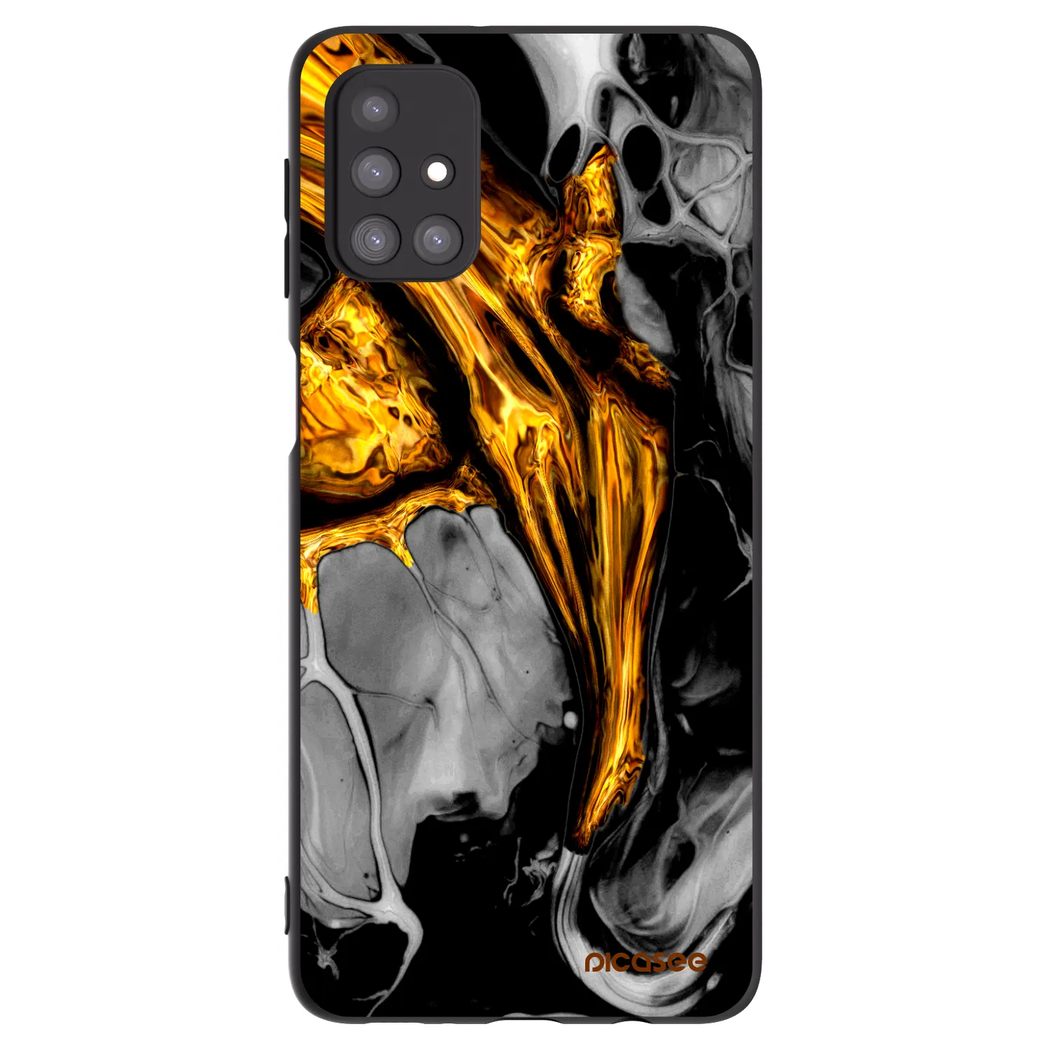 Picasee Samsung Galaxy M31s Hülle - Schwarzes Silikon - Black Gold