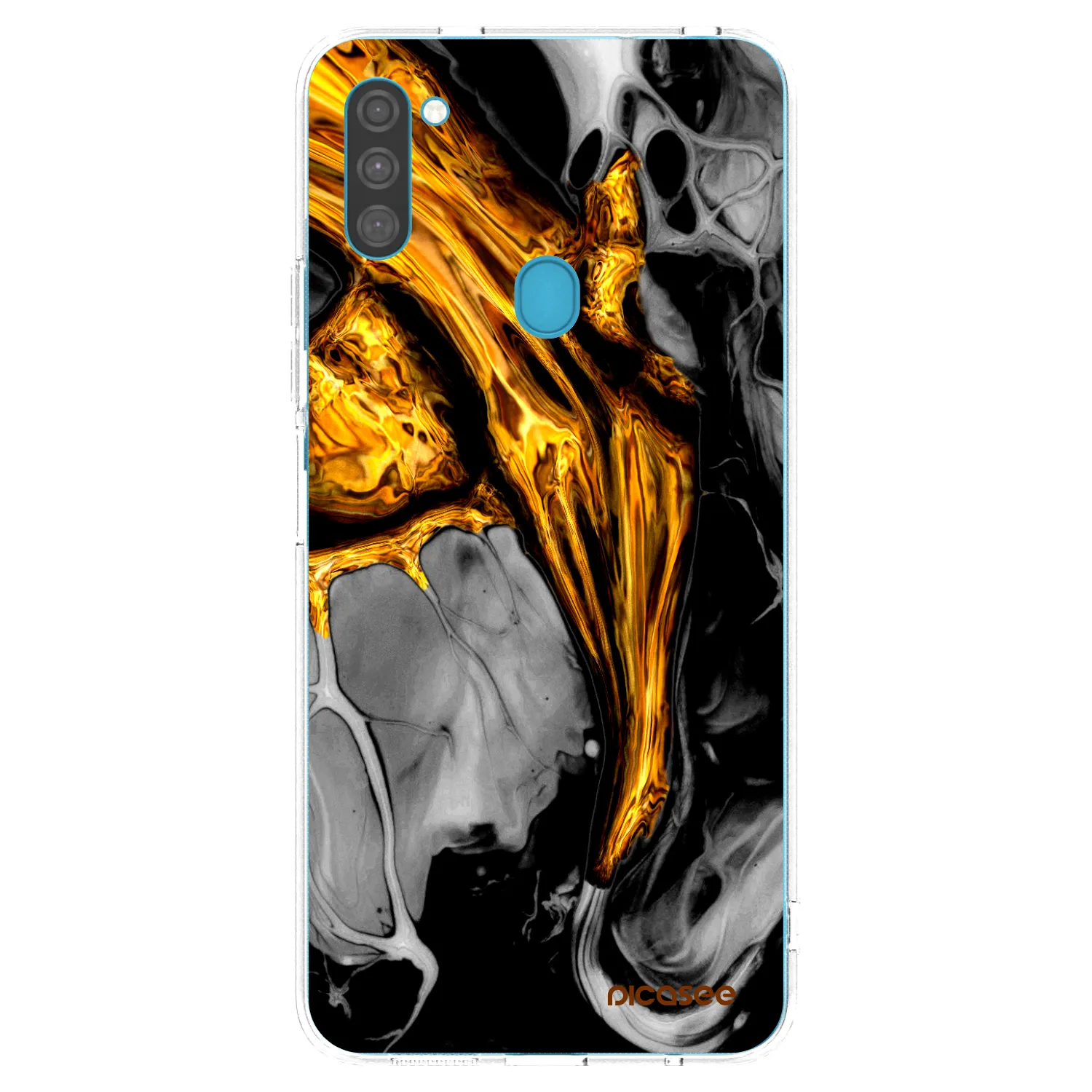 Picasee Samsung Galaxy M11 Hülle - Transparentes Silikon - Black Gold