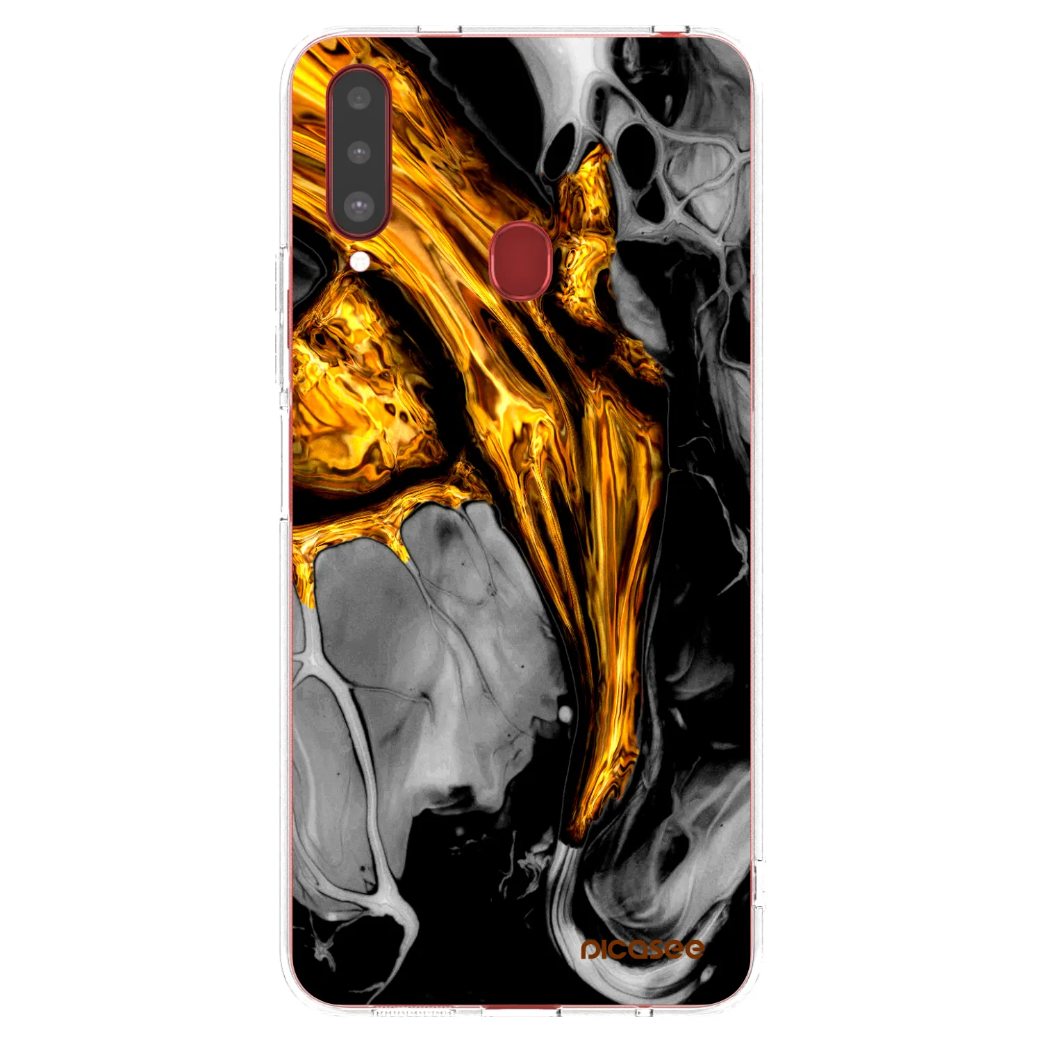 Picasee Samsung Galaxy A20s Hülle - Transparentes Silikon - Black Gold