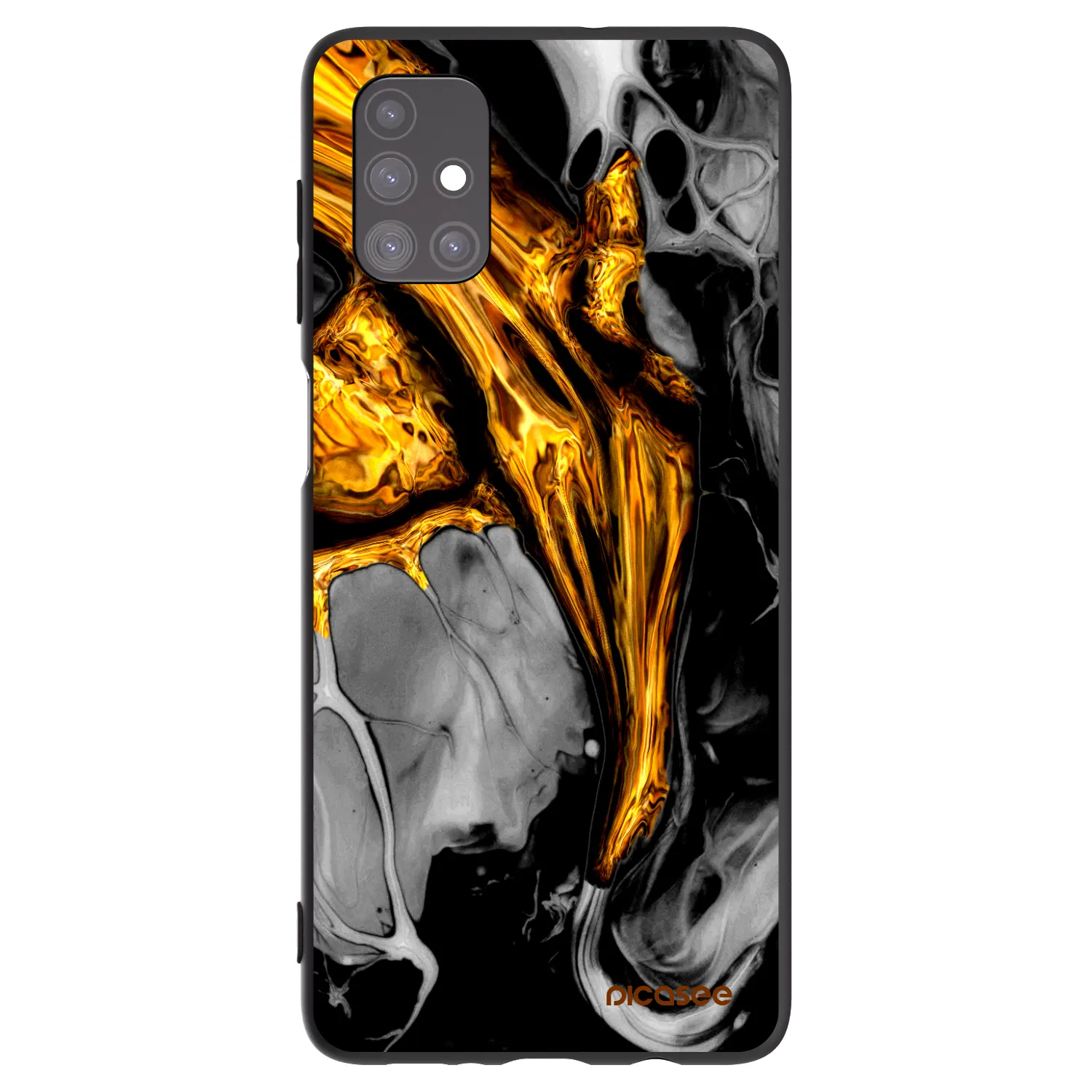 Picasee Samsung Galaxy M51 M515F Hülle - Schwarzes Silikon - Black Gold