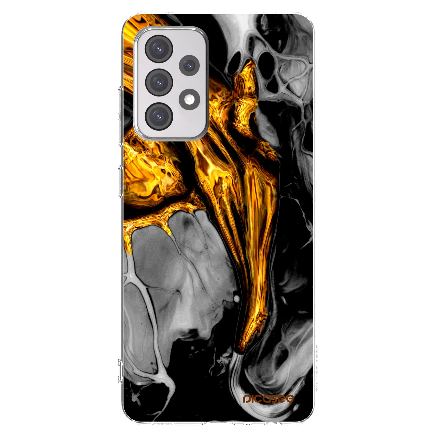 Picasee Samsung Galaxy A52 5G A525F Hülle - Transparentes Silikon - Black Gold