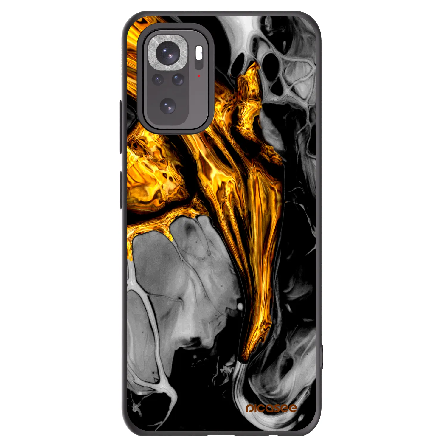 Picasee Xiaomi Redmi Note 10S Hülle - Schwarzes Silikon - Black Gold