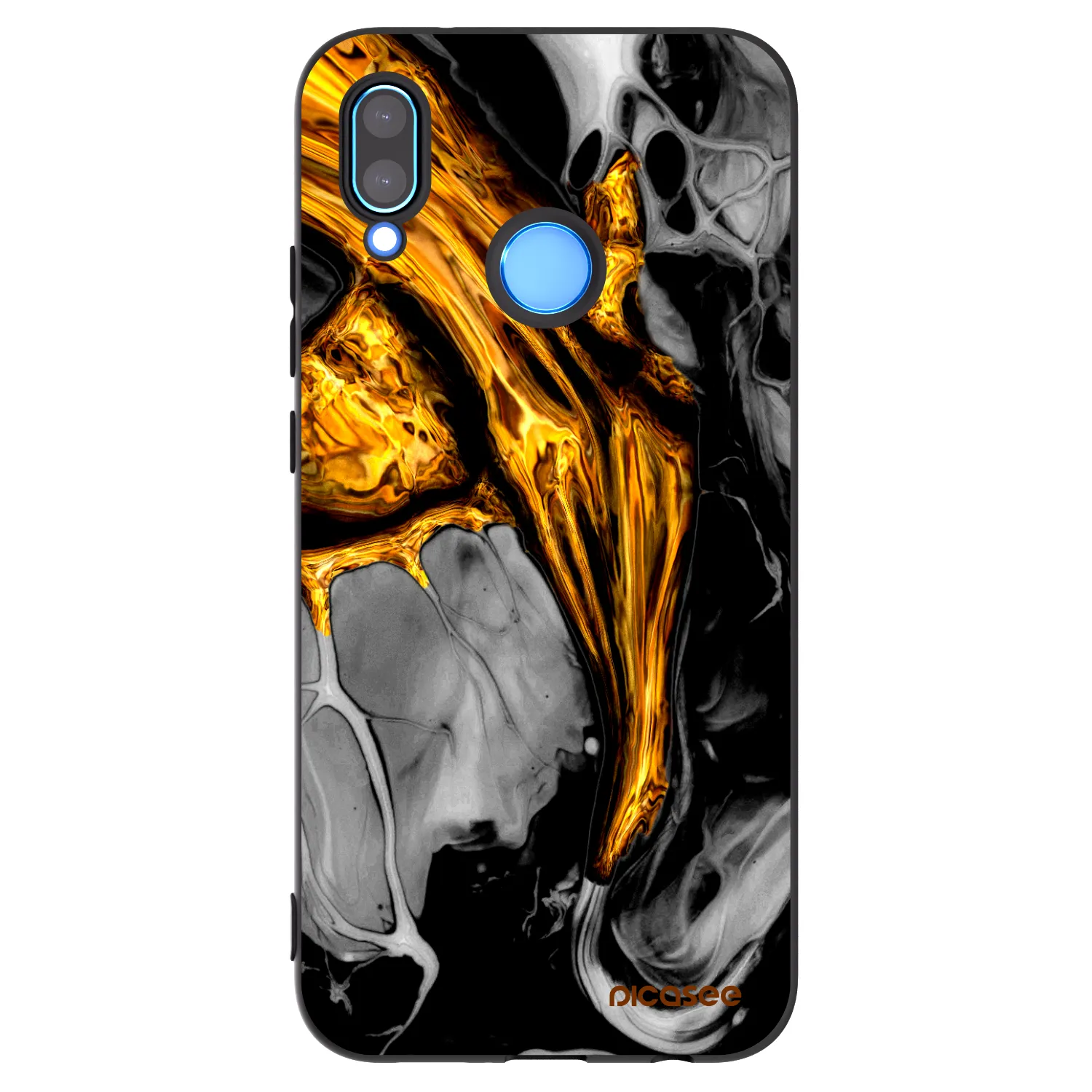 Picasee Huawei P20 Lite Hülle - Schwarzes Silikon - Black Gold