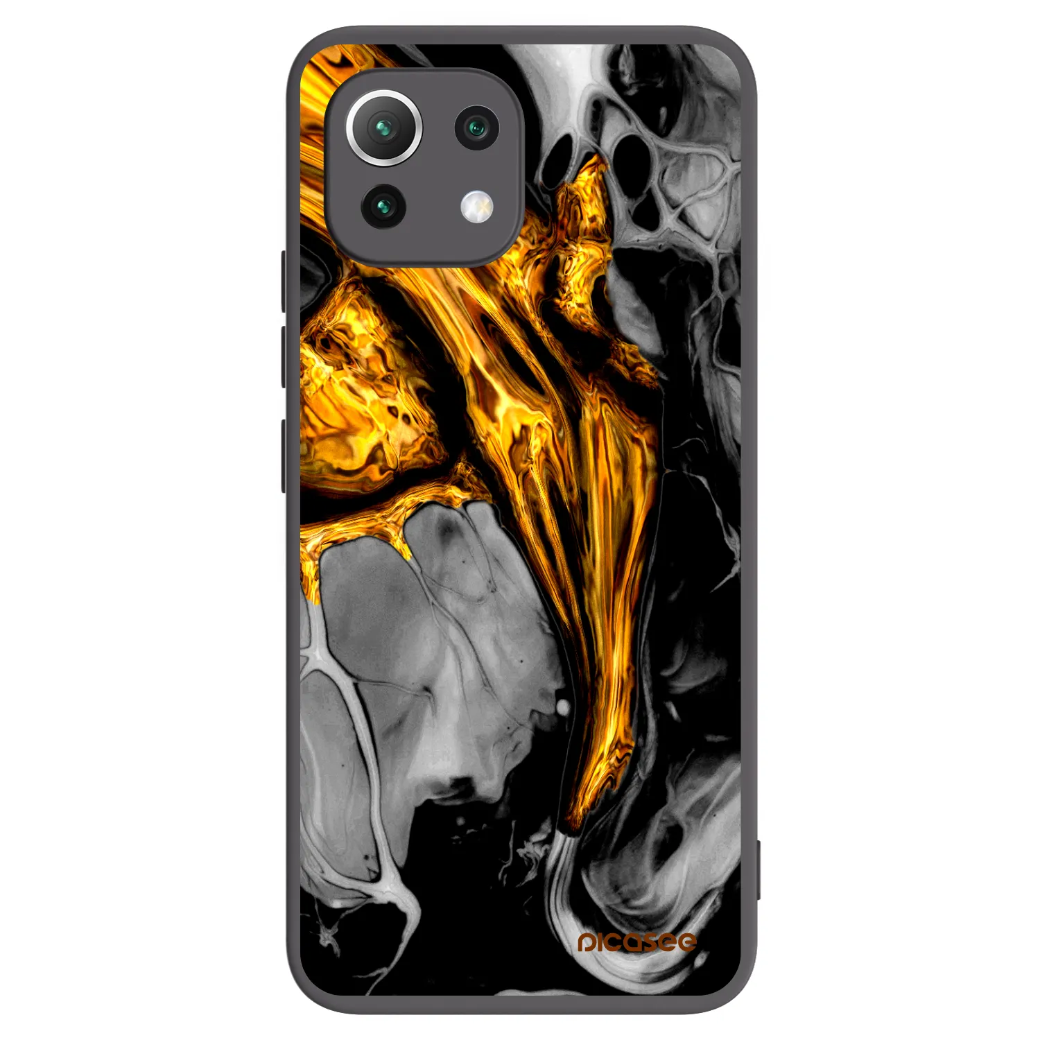 Picasee Xiaomi Mi 11 Lite Hülle - Schwarzes Silikon - Black Gold