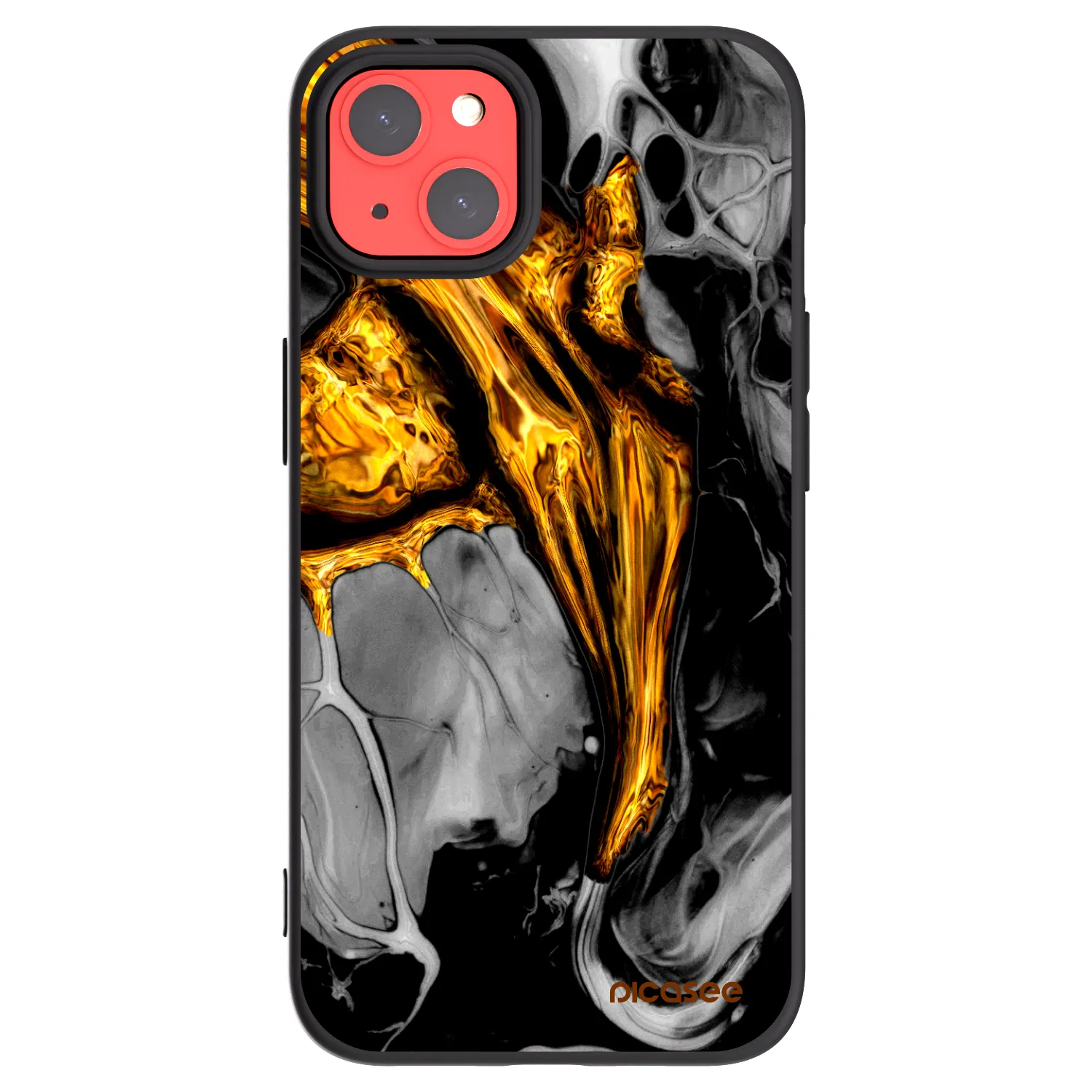 Picasee Apple iPhone 13 Hülle - Schwarzes Silikon - Black Gold