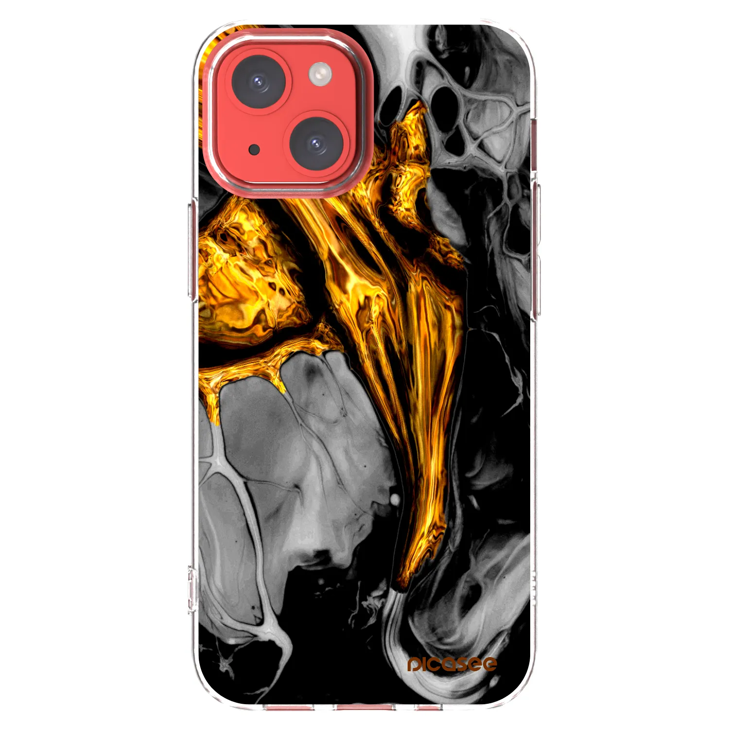 Picasee Apple iPhone 13 mini Hülle - Transparentes Silikon - Black Gold