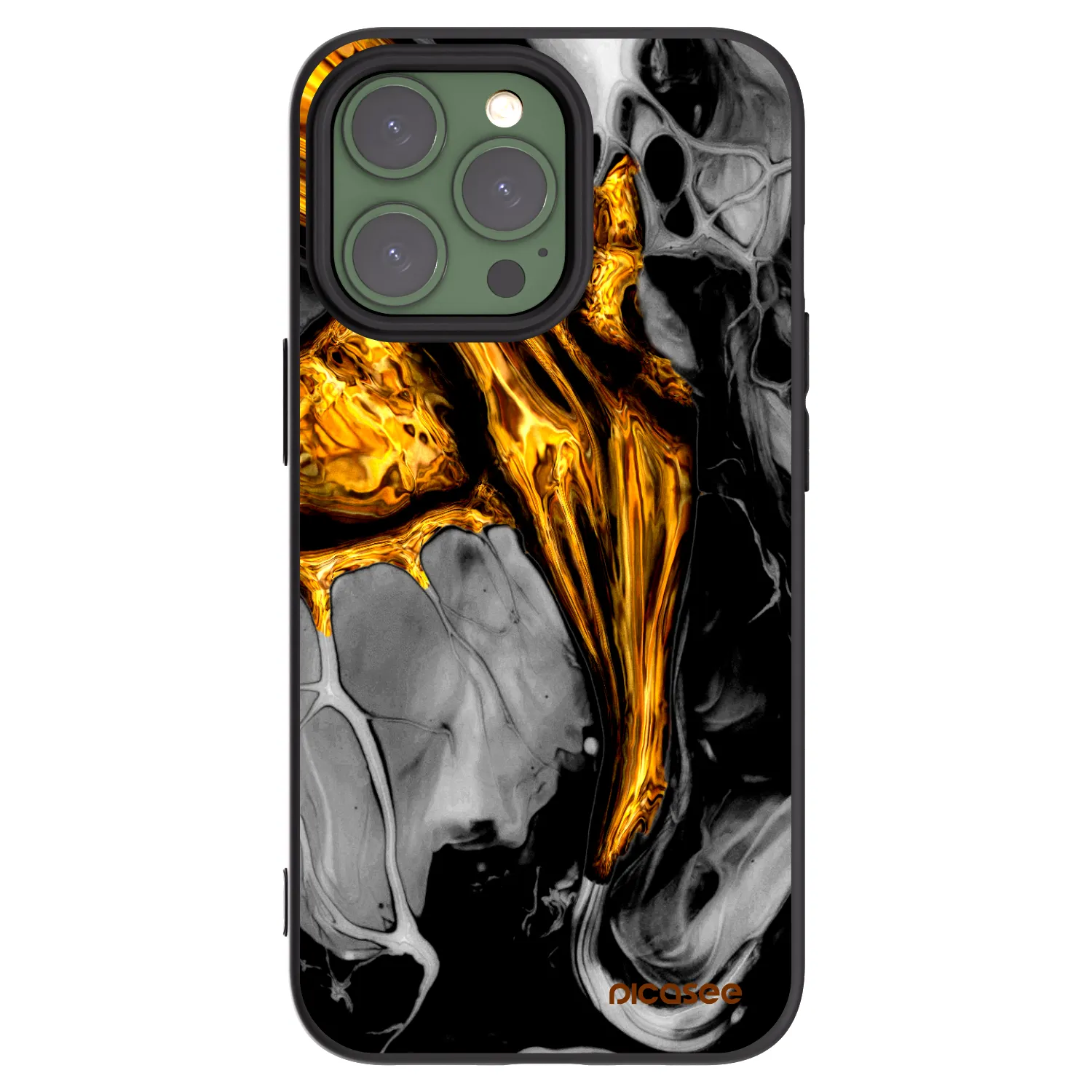 Picasee Apple iPhone 13 Pro Hülle - Schwarzes Silikon - Black Gold
