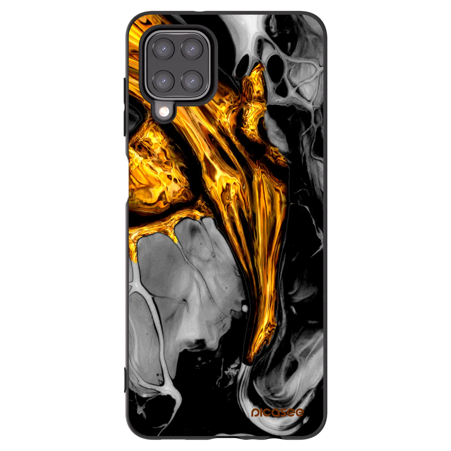 Picasee Samsung Galaxy M12 M127F Hülle - Schwarzes Silikon - Black Gold