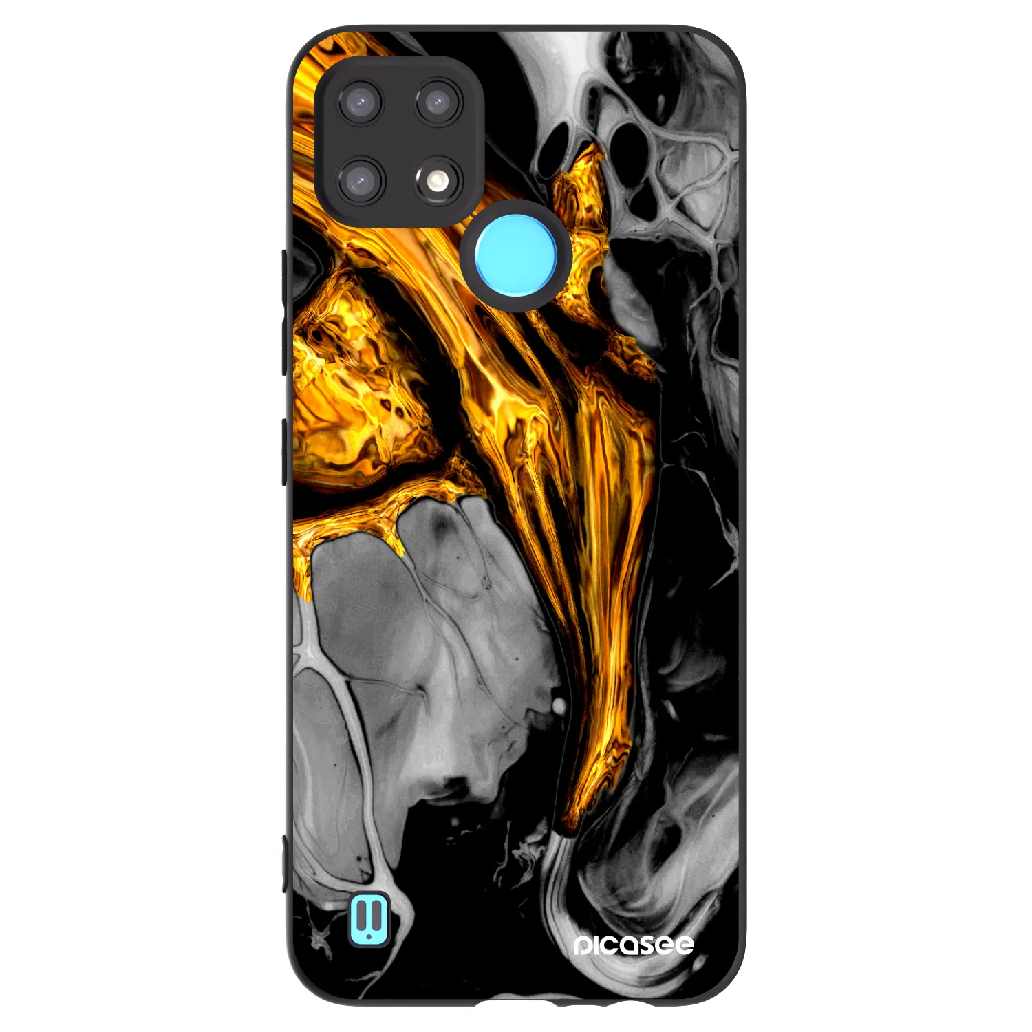 Picasee Realme C21 Hülle - Schwarzes Silikon - Black Gold