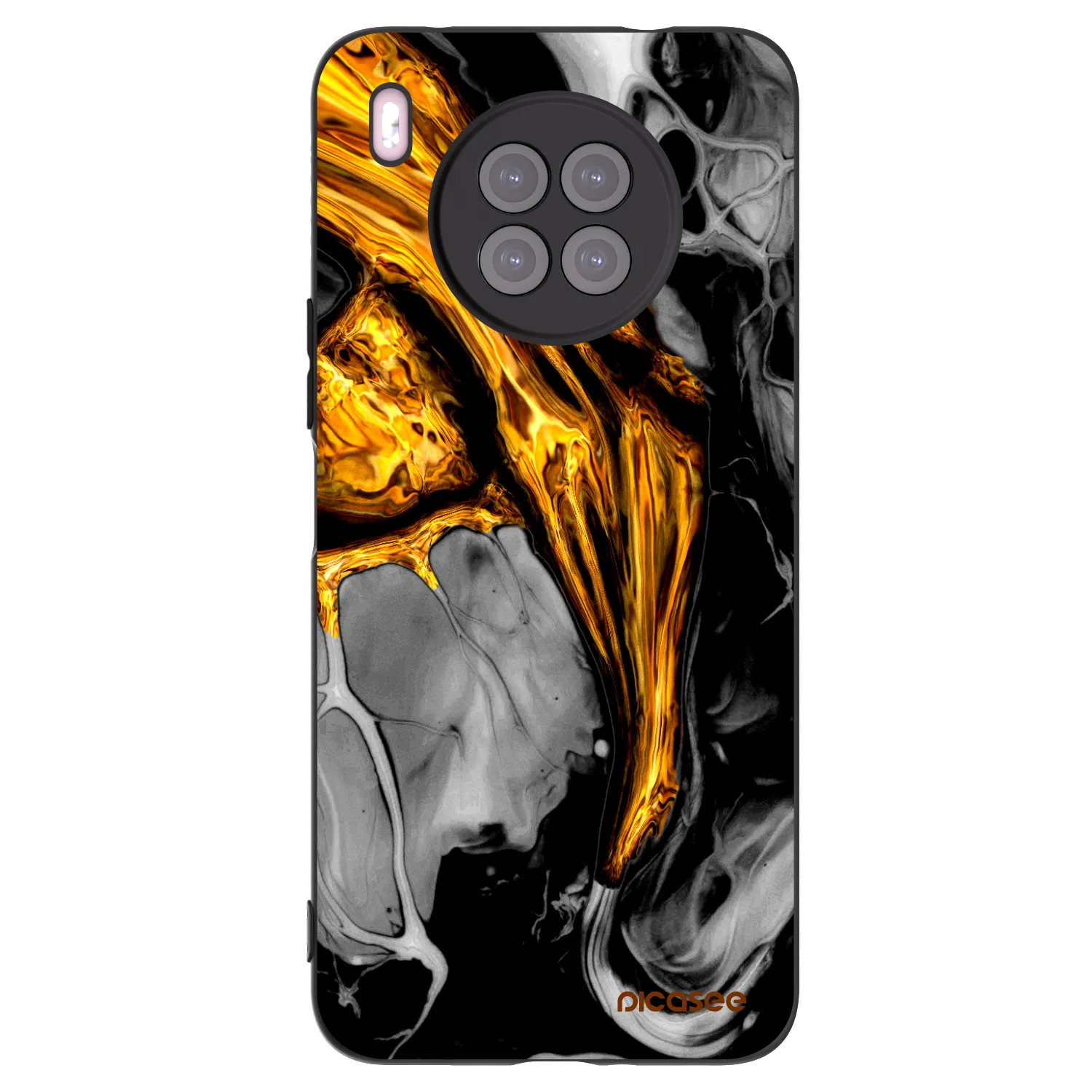 Picasee Huawei Nova 8i Hülle - Schwarzes Silikon - Black Gold