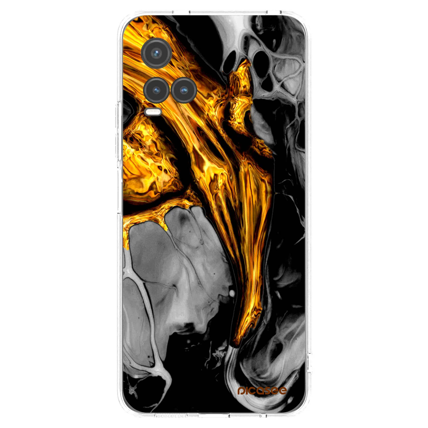 Picasee Vivo Y33s Hülle - Transparentes Silikon - Black Gold