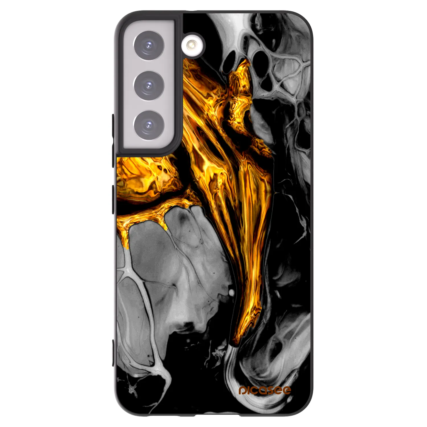 Picasee Samsung Galaxy S22 5G Hülle - Schwarzes Silikon - Black Gold