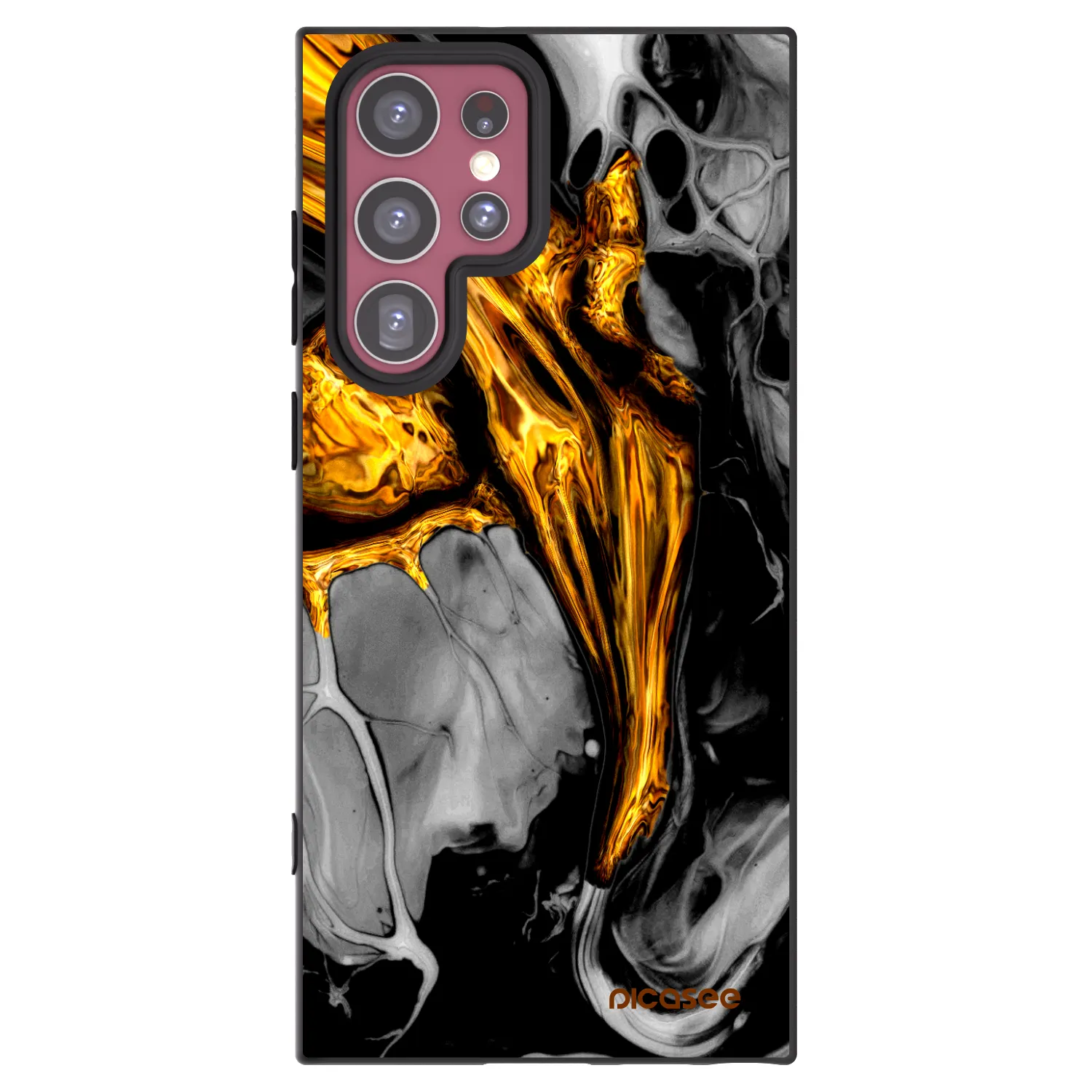 Picasee Samsung Galaxy S22 Ultra 5G Hülle - Schwarzes Silikon - Black Gold