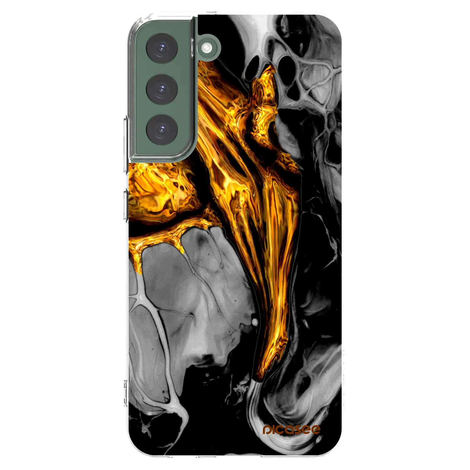 Picasee Samsung Galaxy S22+ 5G Hülle - Transparentes Silikon - Black Gold