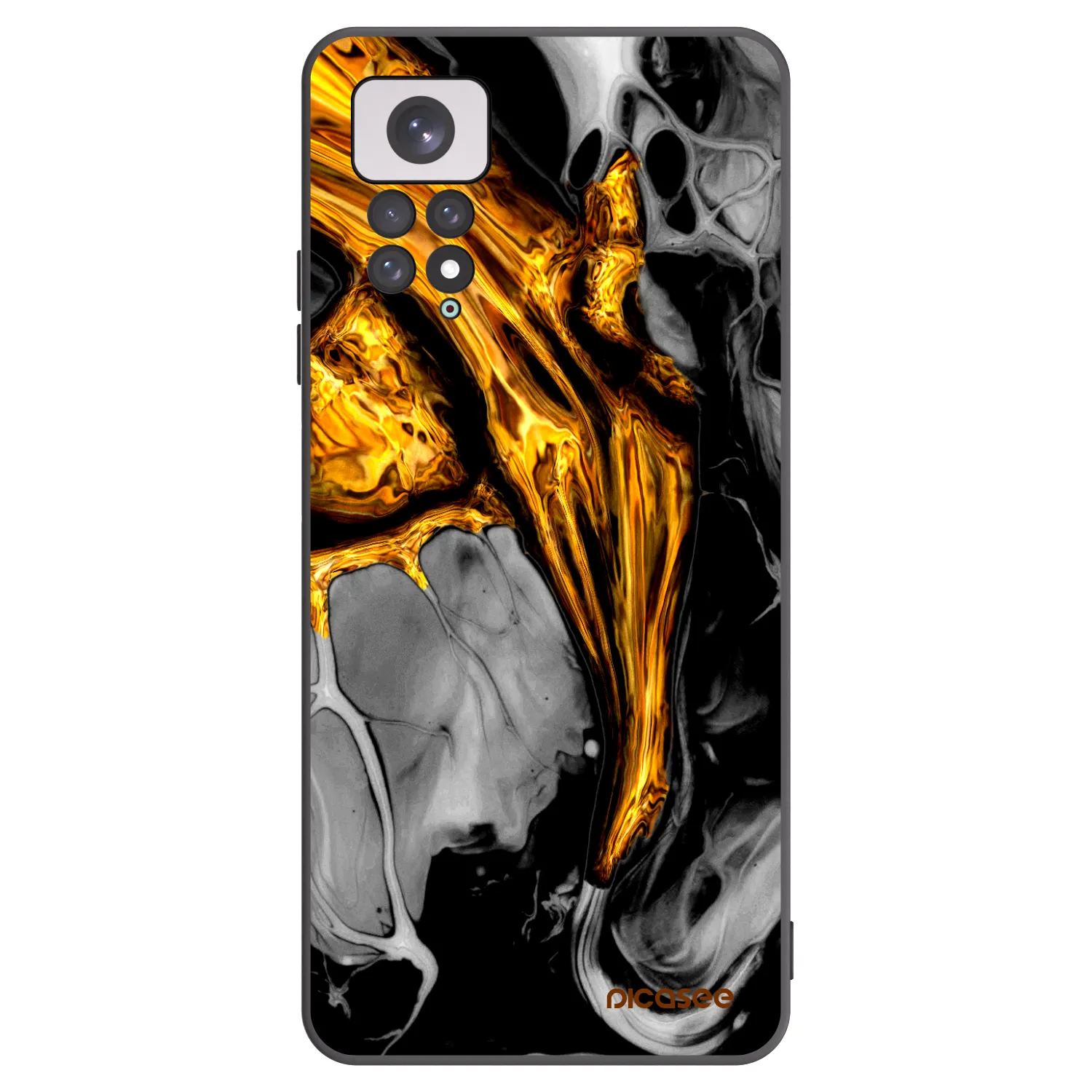 Picasee Xiaomi Redmi Note 11 Hülle - Schwarzes Silikon - Black Gold
