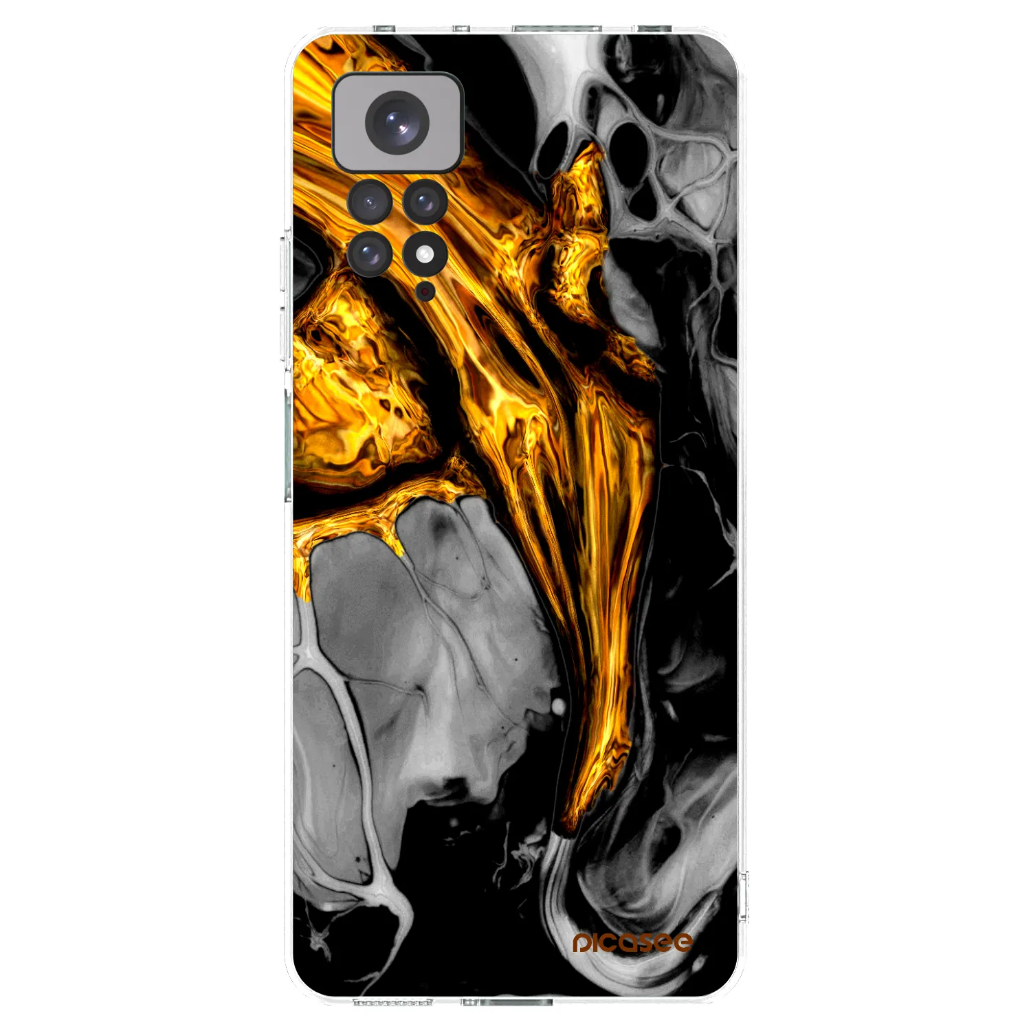 Picasee Xiaomi Redmi Note 11 Hülle - Transparentes Silikon - Black Gold