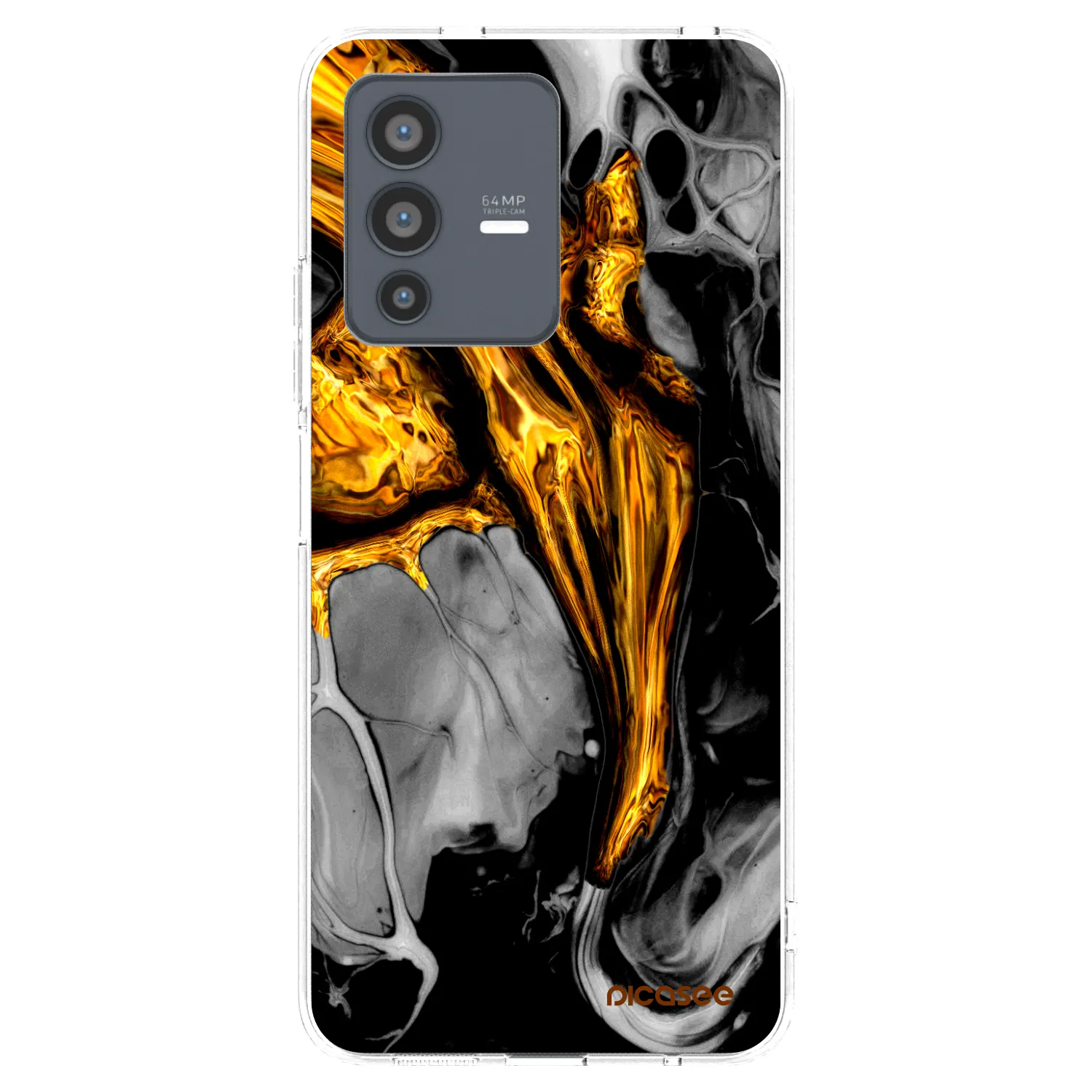 Picasee Vivo V23 5G Hülle - Transparentes Silikon - Black Gold