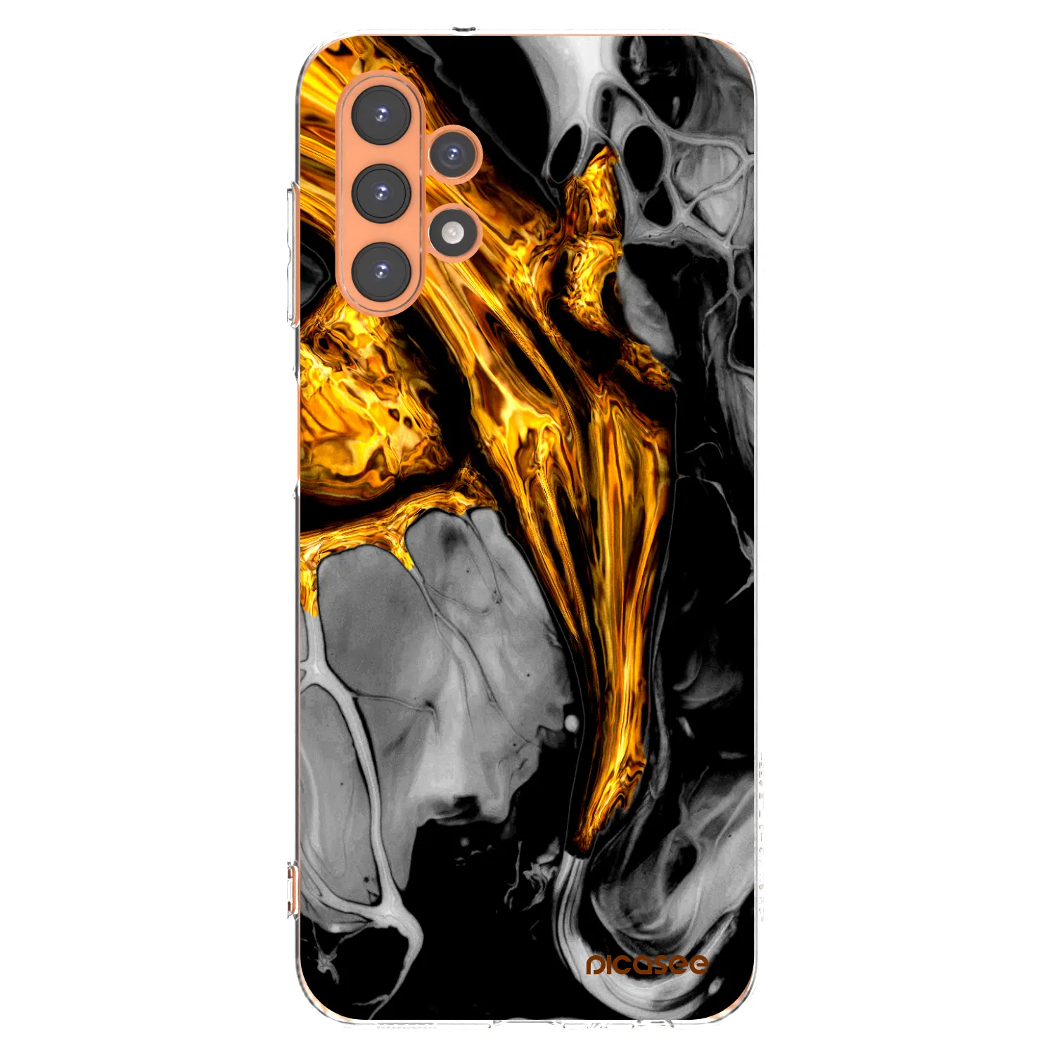 Picasee Samsung Galaxy A13 4G A135 Hülle - Transparentes Silikon - Black Gold