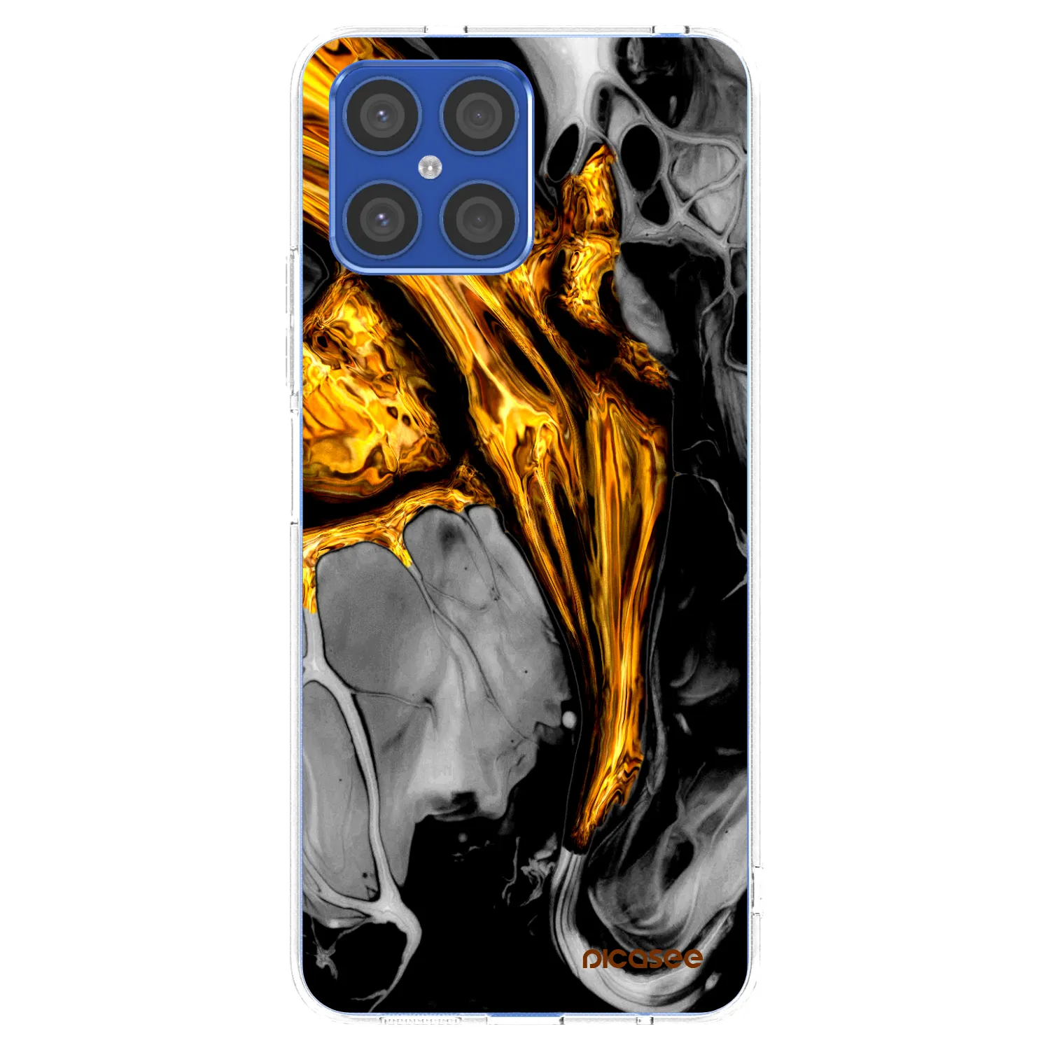 Picasee Honor X8 4G Hülle - Transparentes Silikon - Black Gold