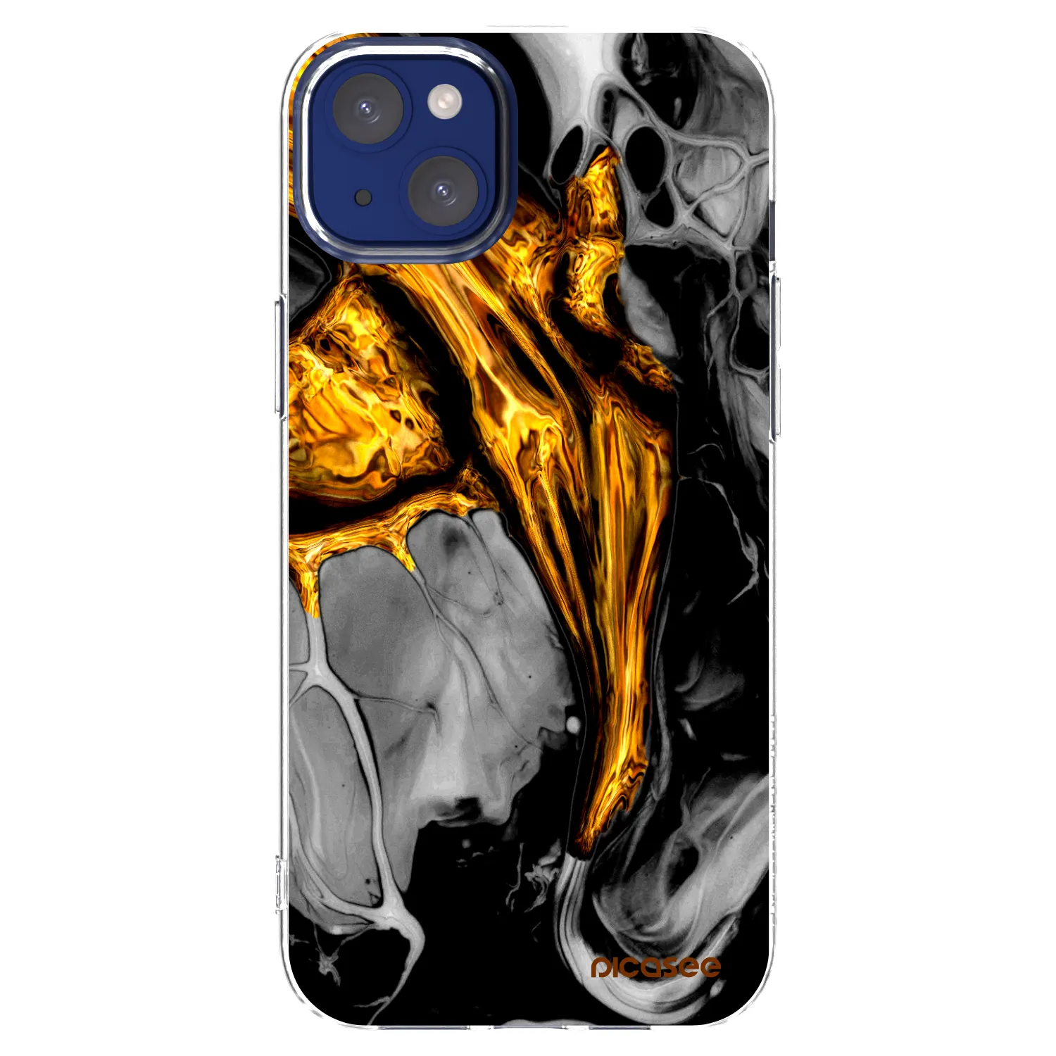 Picasee Apple iPhone 14 Plus Hülle - Transparentes Silikon - Black Gold