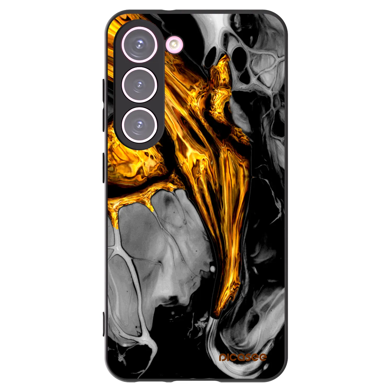 Picasee Samsung Galaxy S23 5G Hülle - Schwarzes Silikon - Black Gold