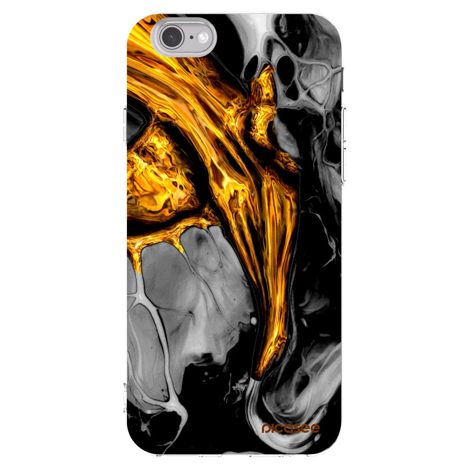 Picasee Apple iPhone 6/6S Hülle - Transparentes Silikon - Black Gold