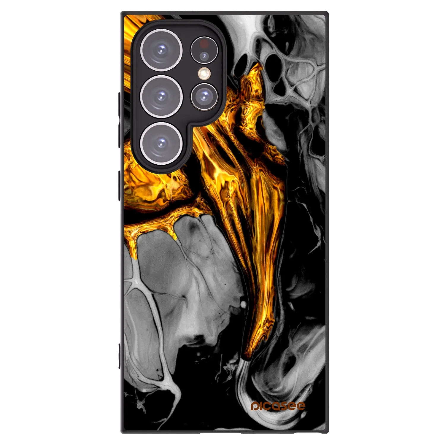 Picasee Samsung Galaxy S24 Ultra S928B 5G Hülle - Schwarzes Silikon - Black Gold