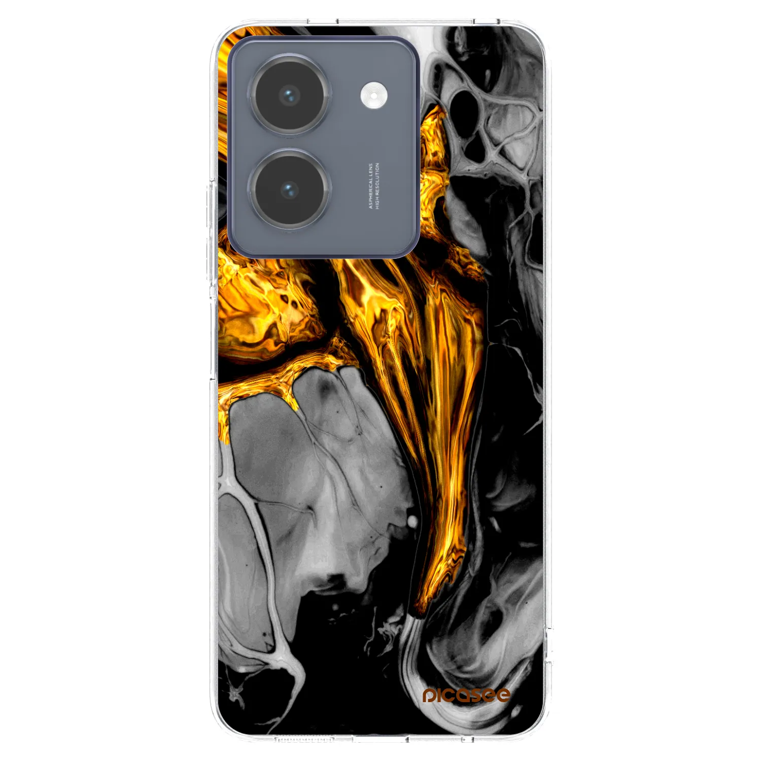 Picasee Vivo Y36 4G Hülle - Transparentes Silikon - Black Gold