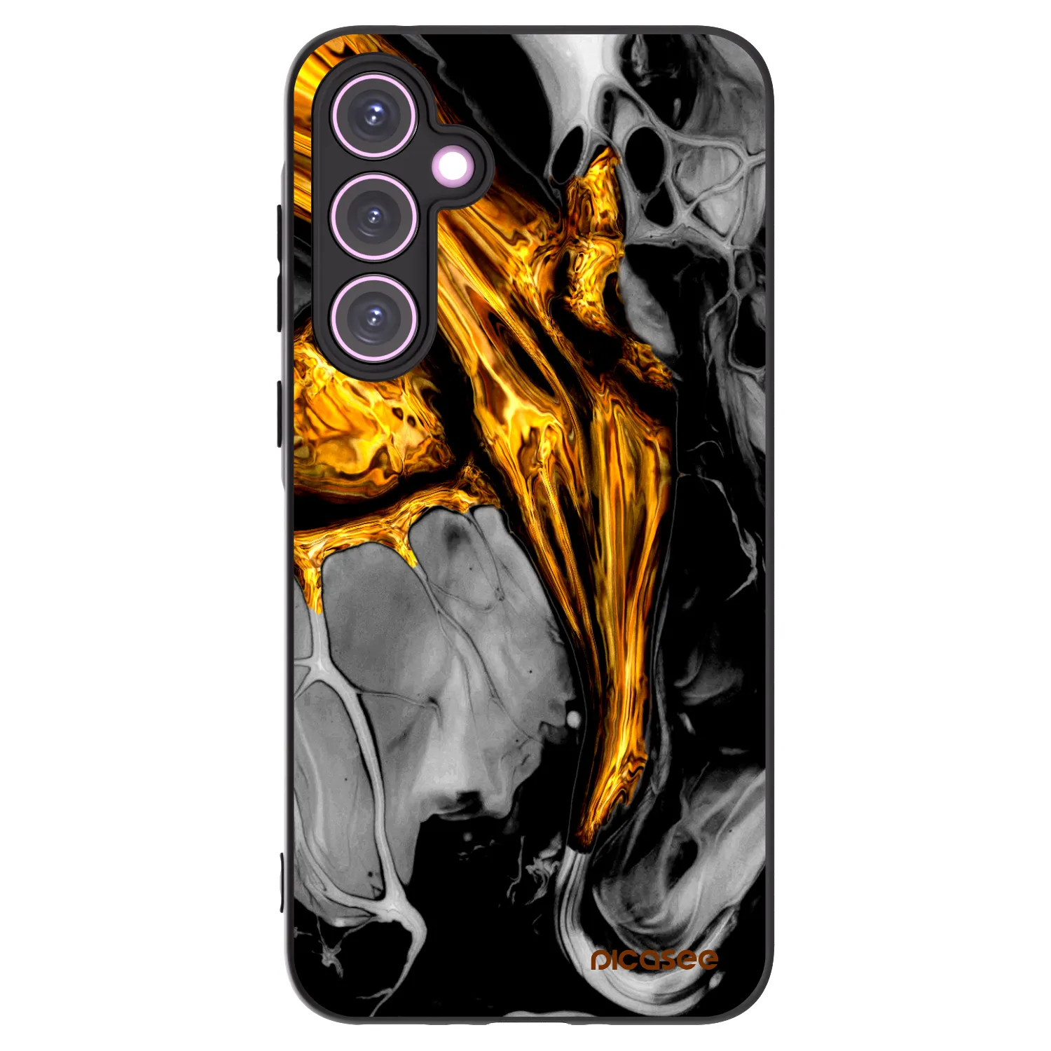 Picasee Samsung Galaxy A35 5G A356B Hülle - Schwarzes Silikon - Black Gold