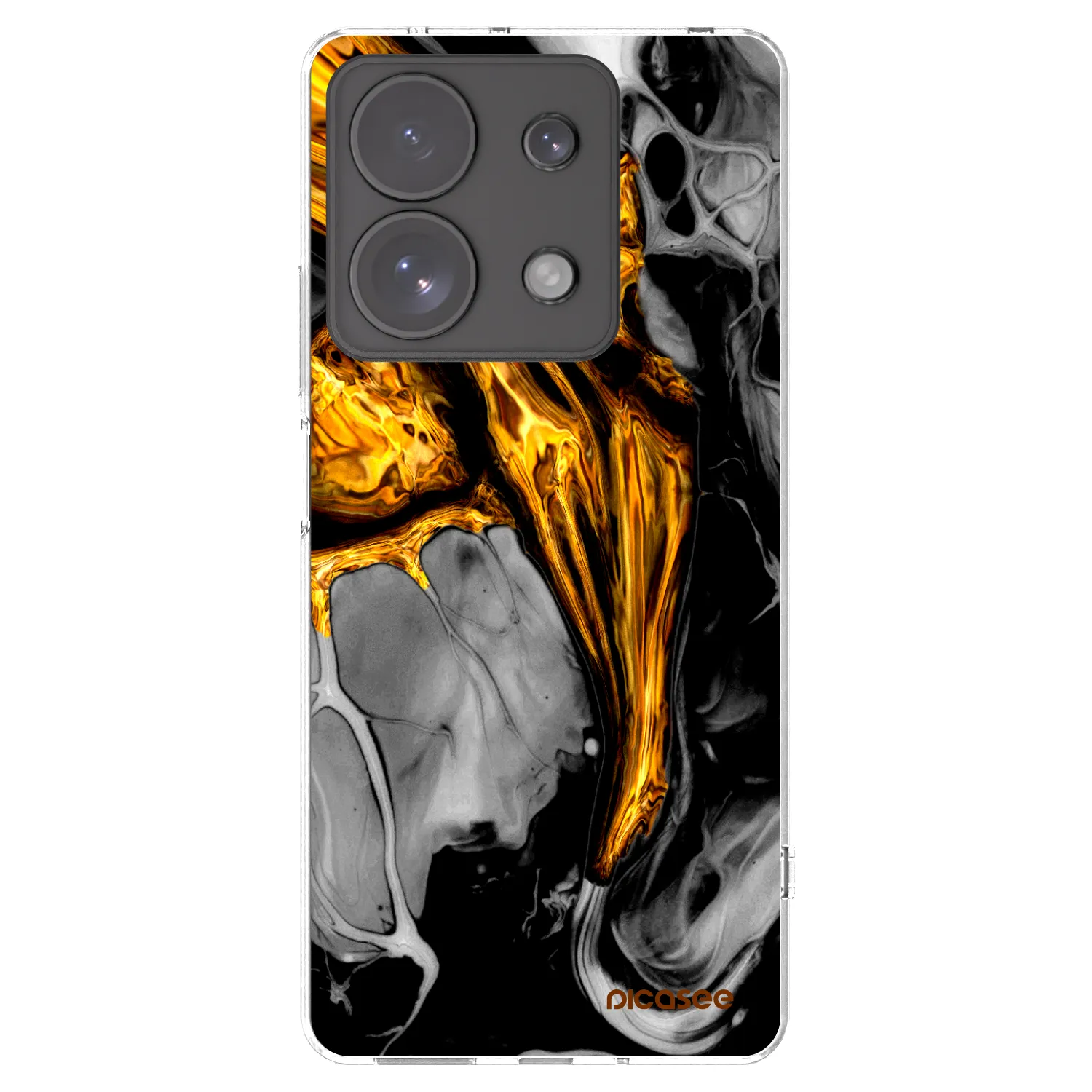 Picasee Xiaomi Redmi Note 13 Pro 4G Hülle - Transparentes Silikon - Black Gold