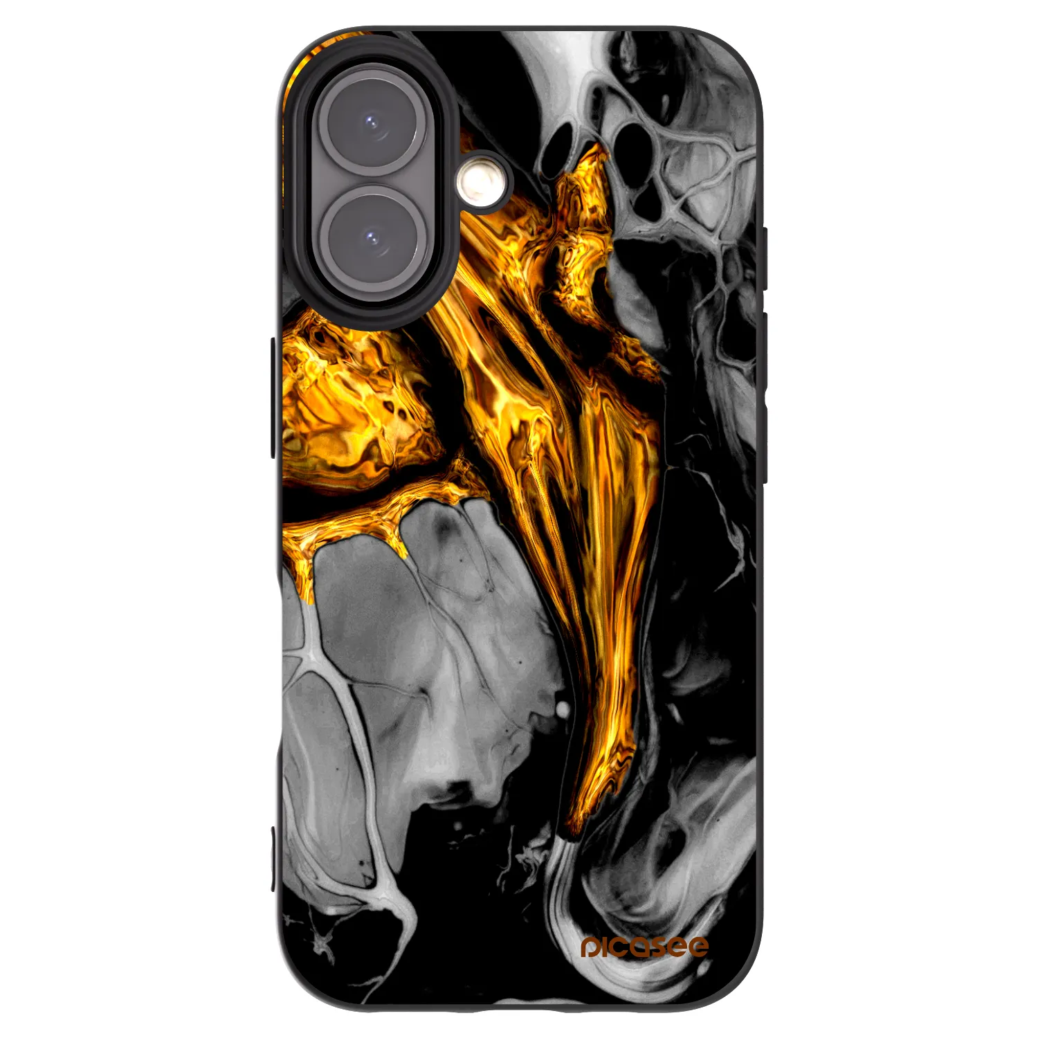 Picasee Apple iPhone 16 Hülle - Schwarzes Silikon - Black Gold