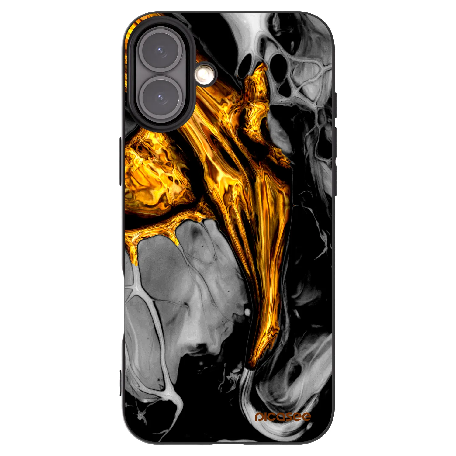 Picasee Apple iPhone 16 Plus Hülle - Schwarzes Silikon - Black Gold
