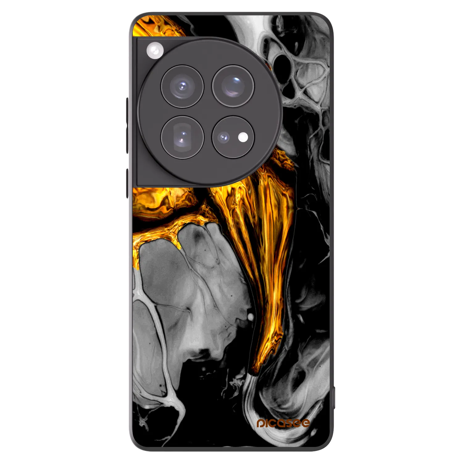 Picasee OnePlus 12 5G Hülle - Schwarzes Silikon - Black Gold