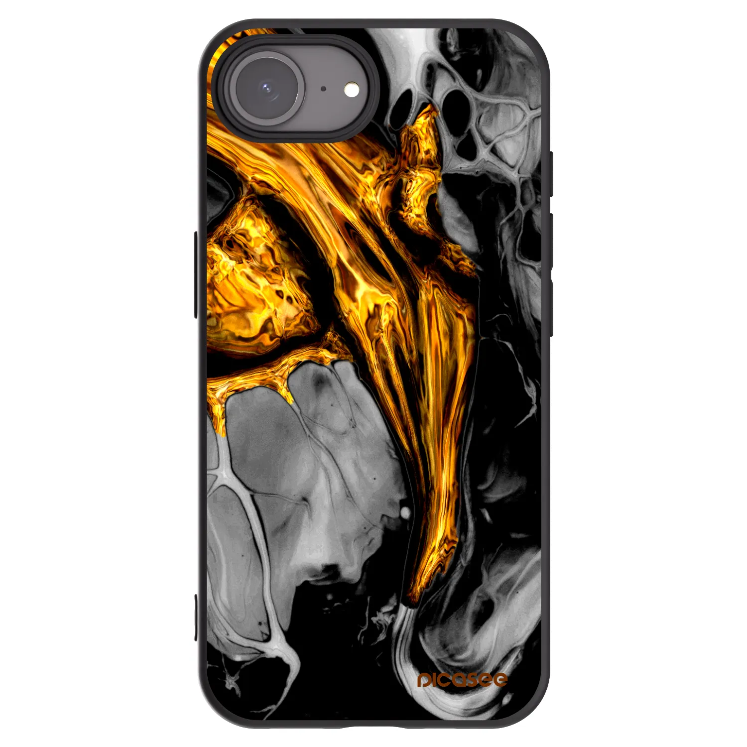 Picasee Apple iPhone 16e Hülle - Schwarzes Silikon - Black Gold