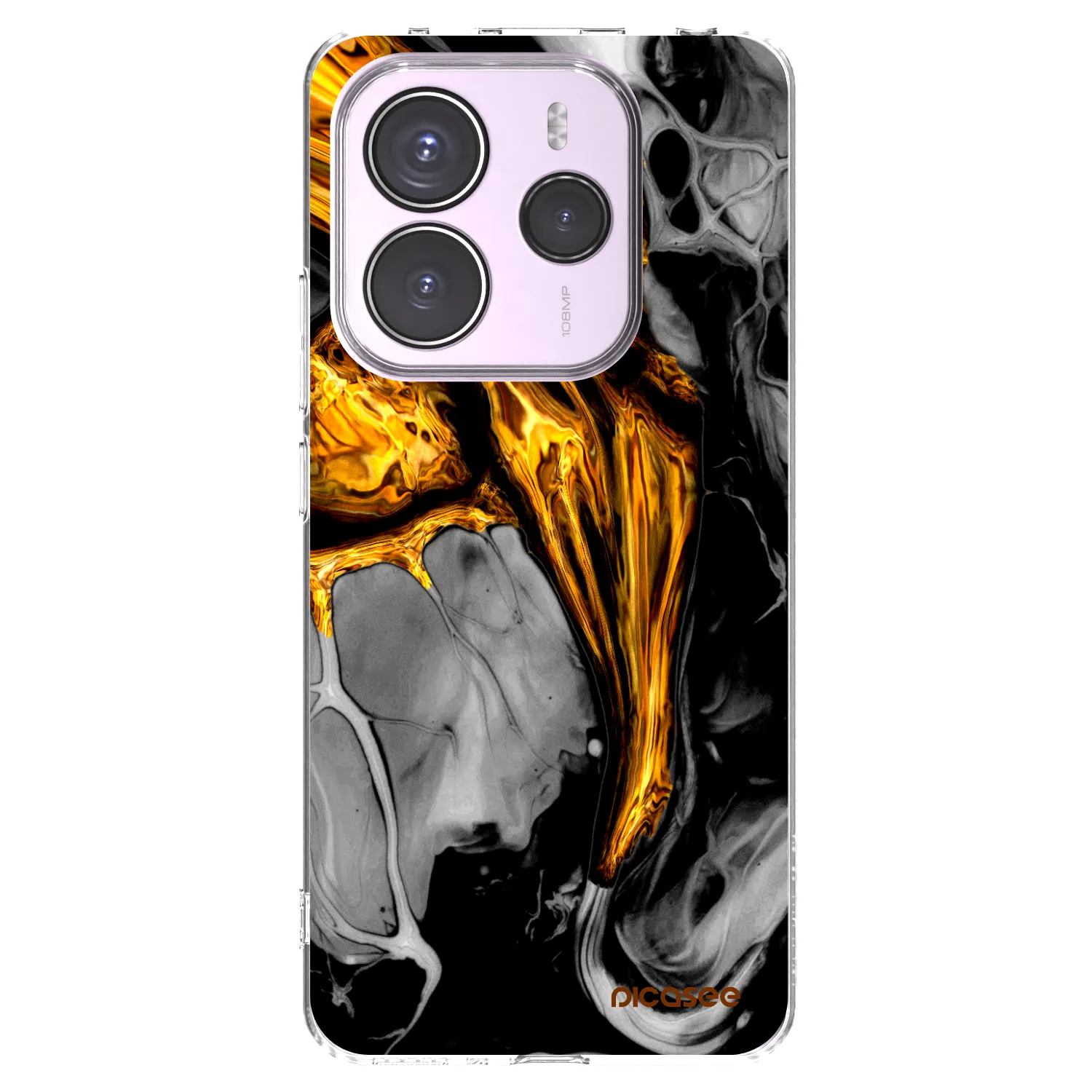 Picasee Xiaomi Redmi Note 14 5G Hülle - Transparentes Silikon - Black Gold