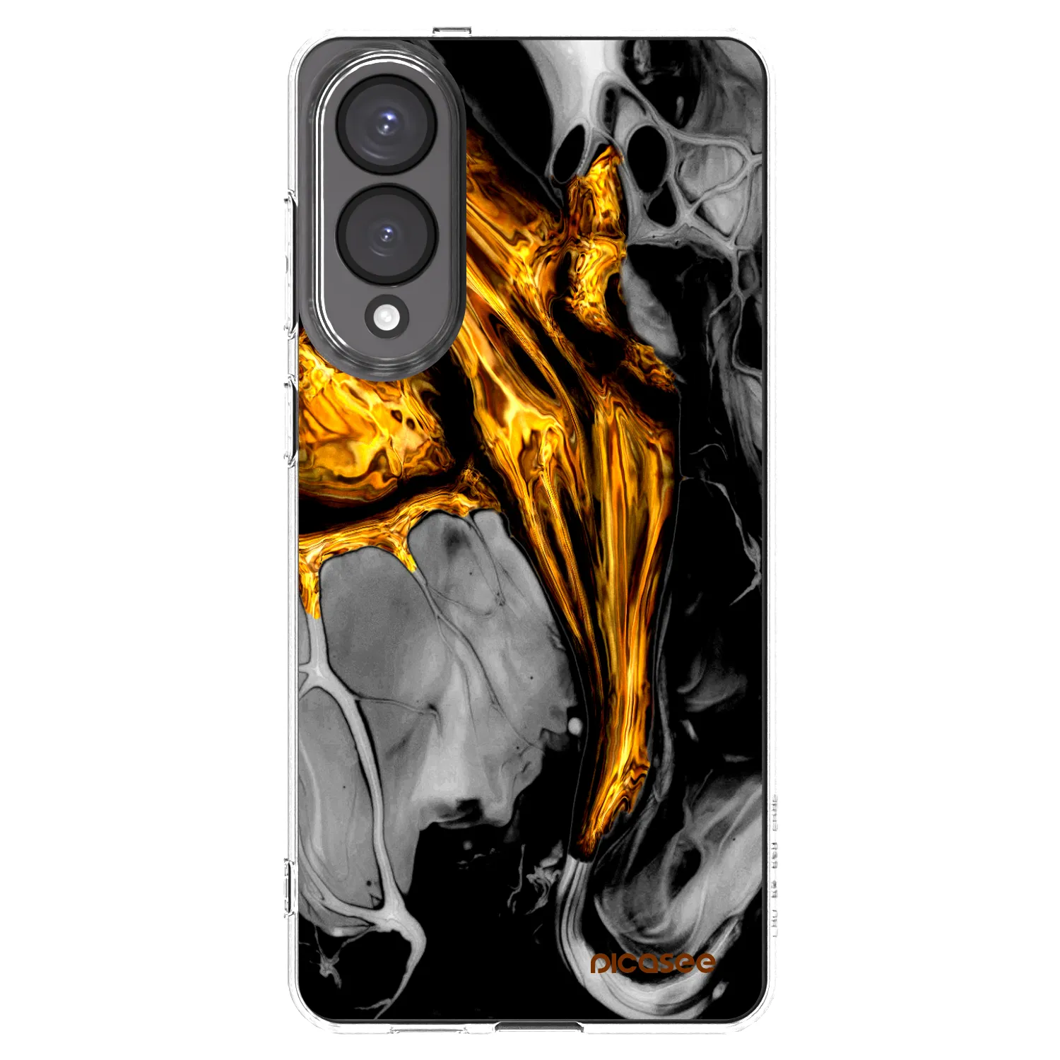 Picasee Samsung Galaxy S25 Edge 5G Hülle - Transparentes Silikon - Black Gold