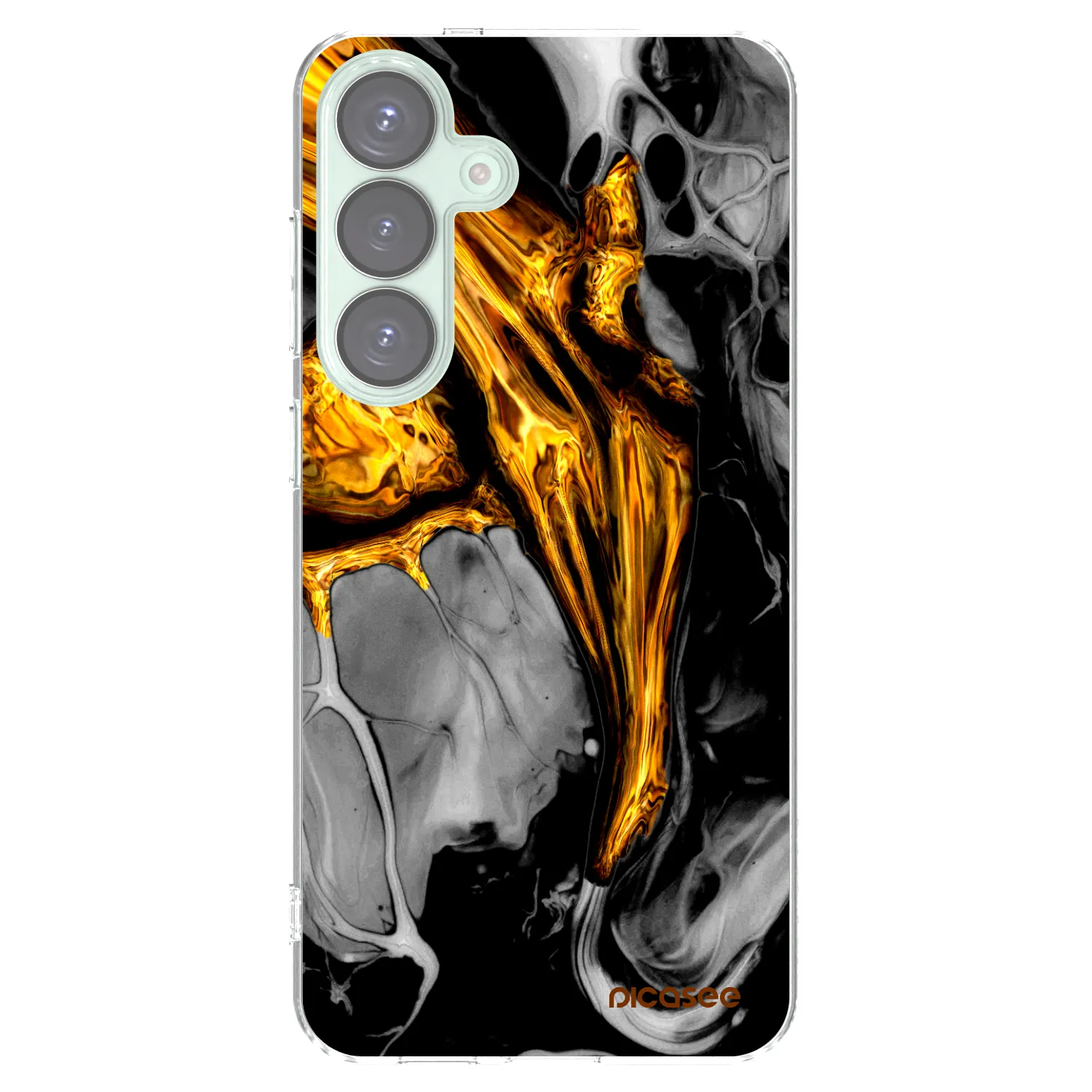 Picasee Samsung Galaxy S25+ 5G Hülle - Transparentes Silikon - Black Gold