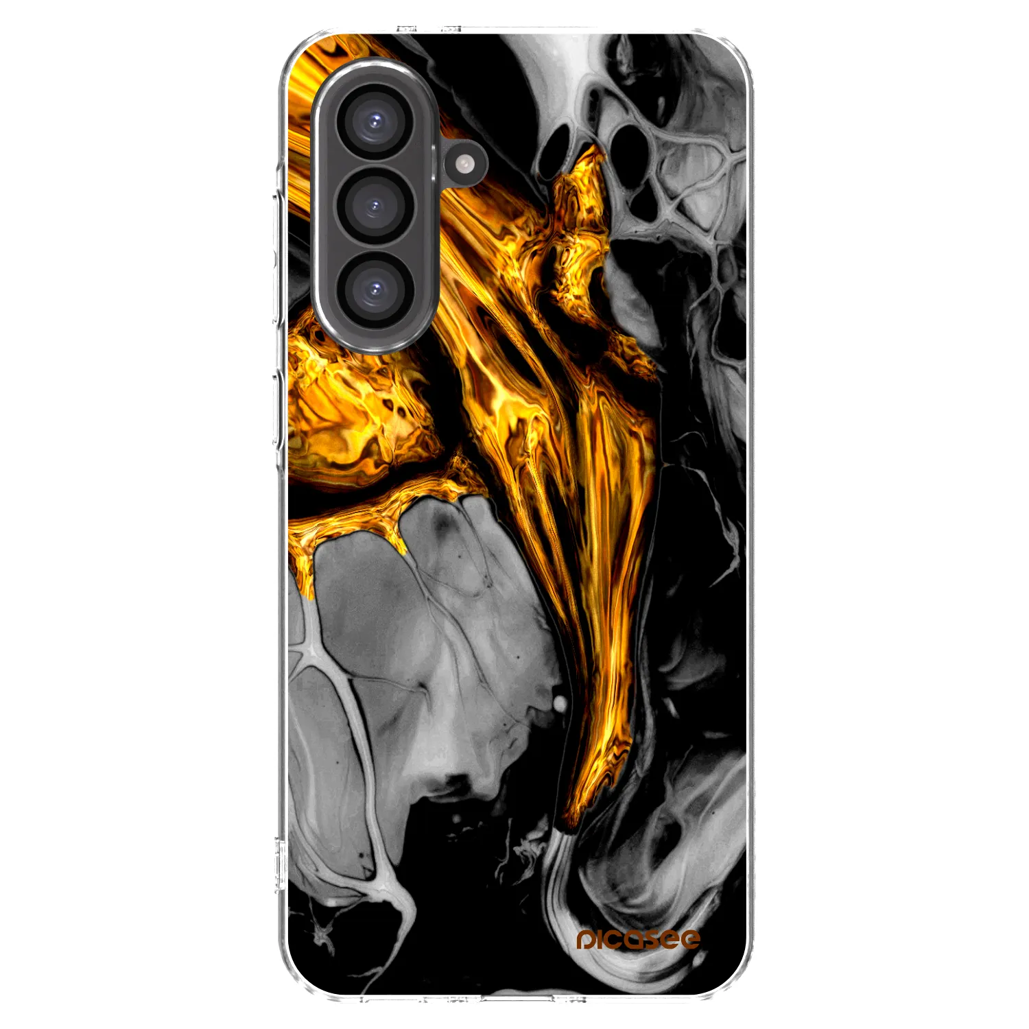 Picasee Samsung Galaxy A56 5G A566B Hülle - Transparentes Silikon - Black Gold