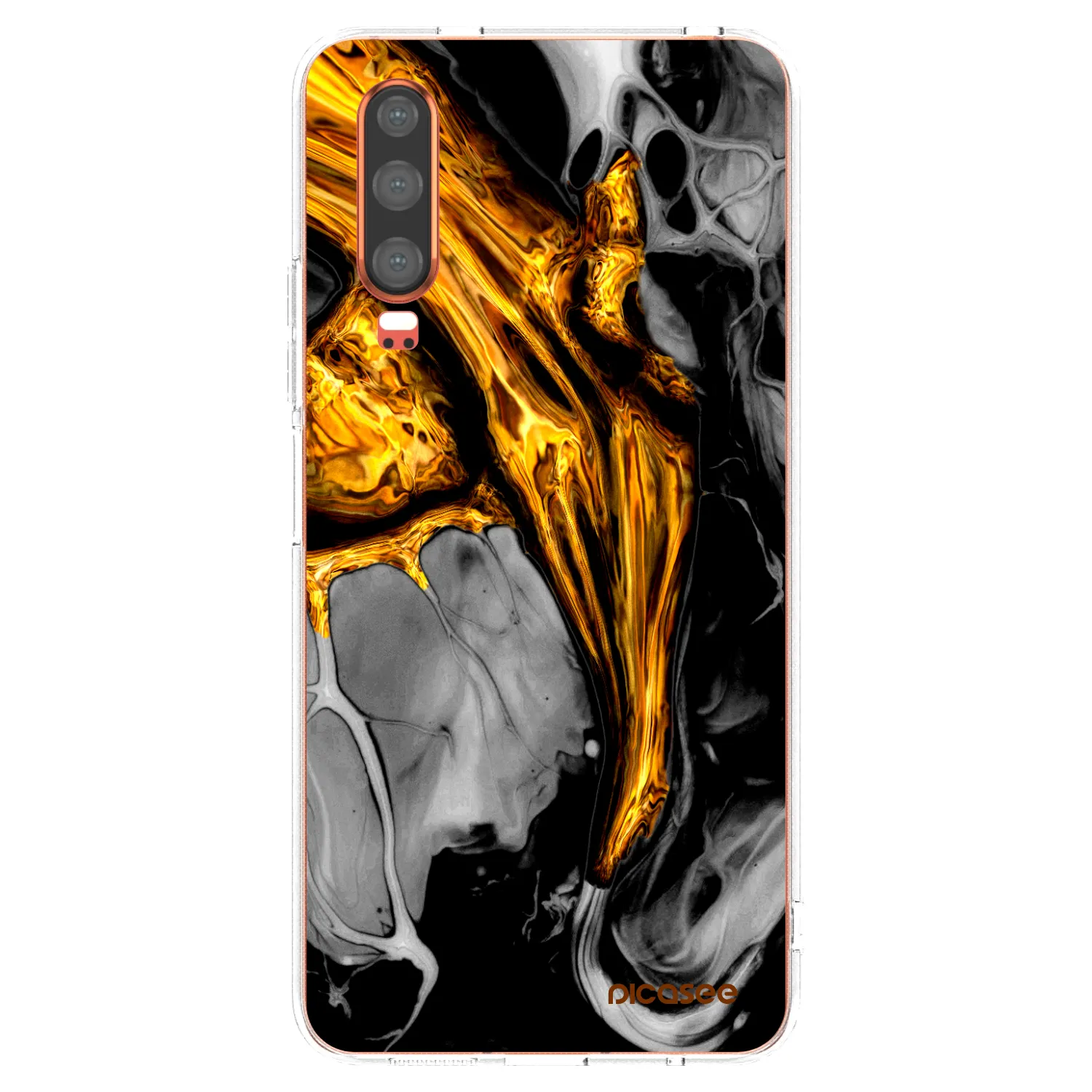 Picasee Huawei P30 Hülle - Transparentes Silikon - Black Gold
