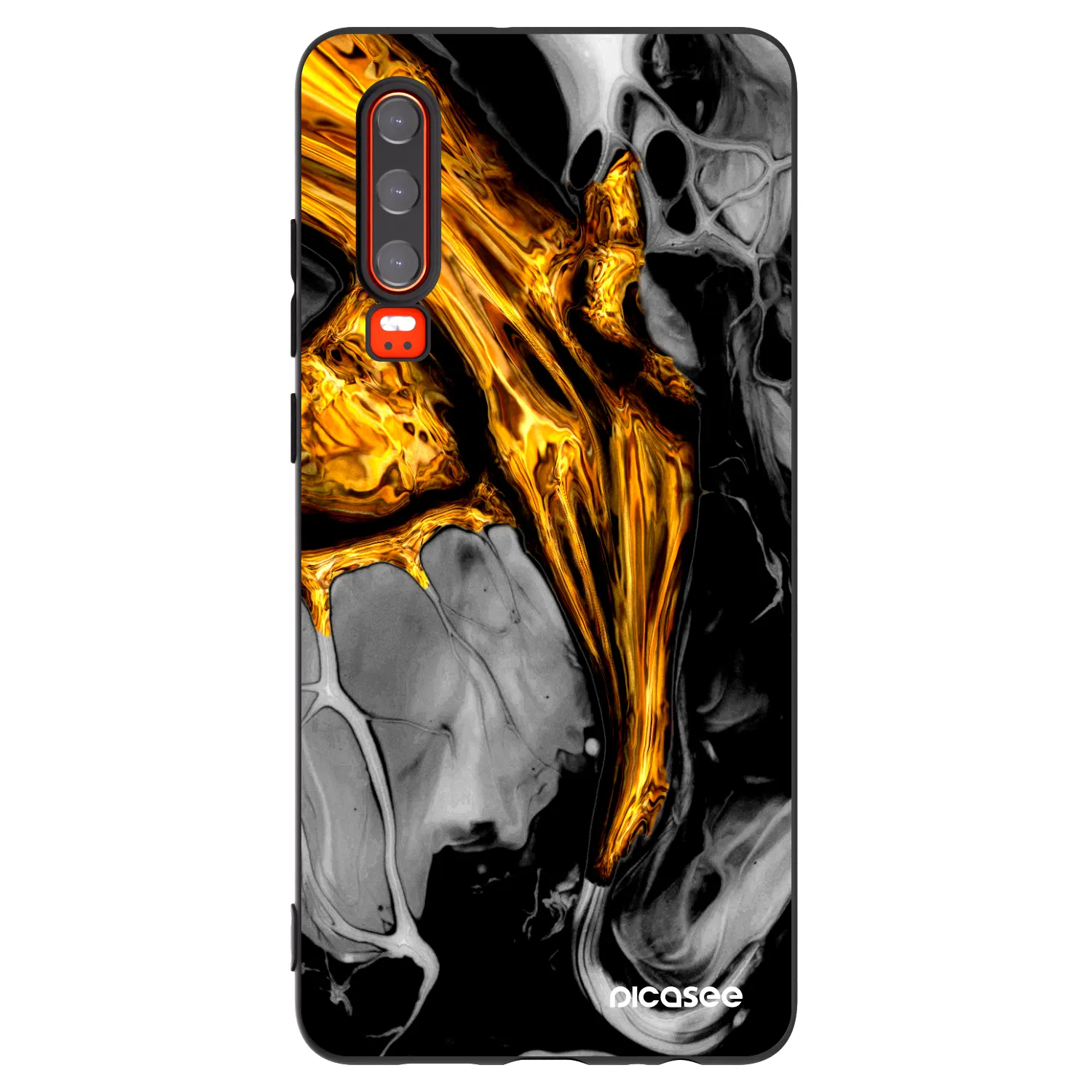 Picasee Huawei P30 Hülle - Schwarzes Silikon - Black Gold