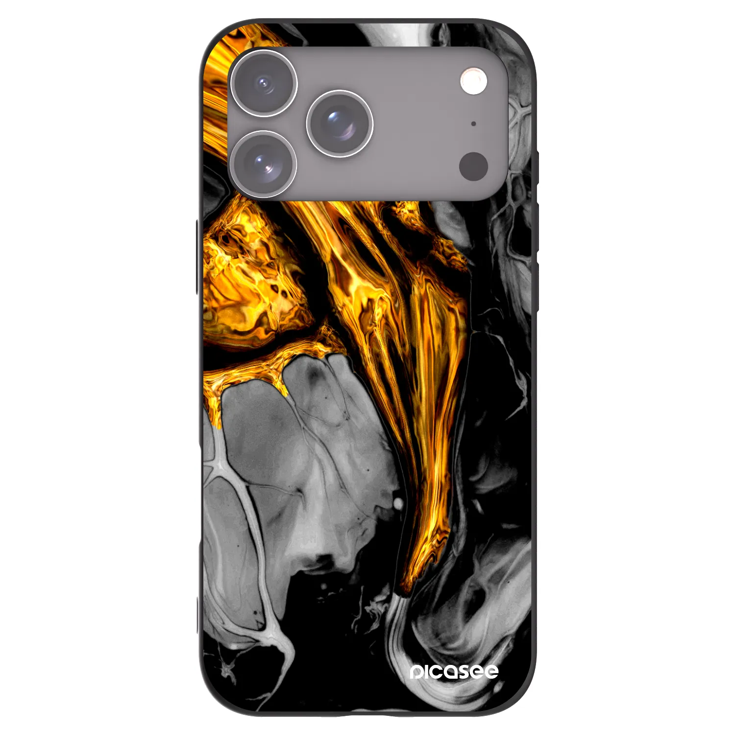 Picasee Apple iPhone 17 Pro Max Hülle - Schwarzes Silikon - Black Gold