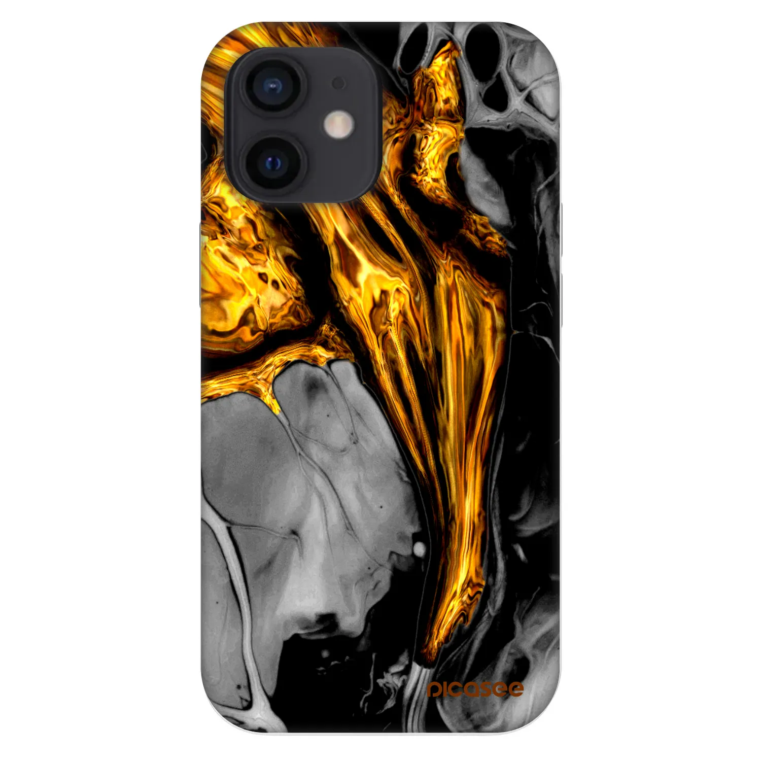 Picasee Fashion Case für Apple iPhone 12 mini - Black Gold