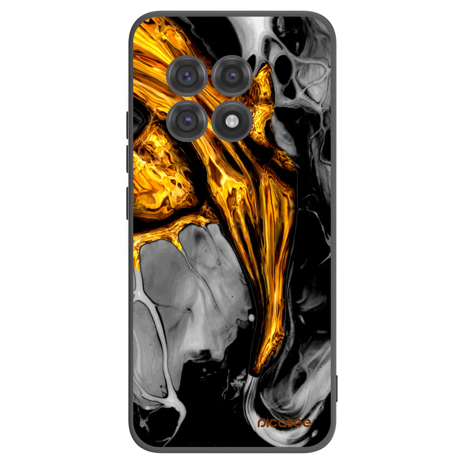 Picasee OnePlus 13R 5G Hülle - Schwarzes Silikon - Black Gold