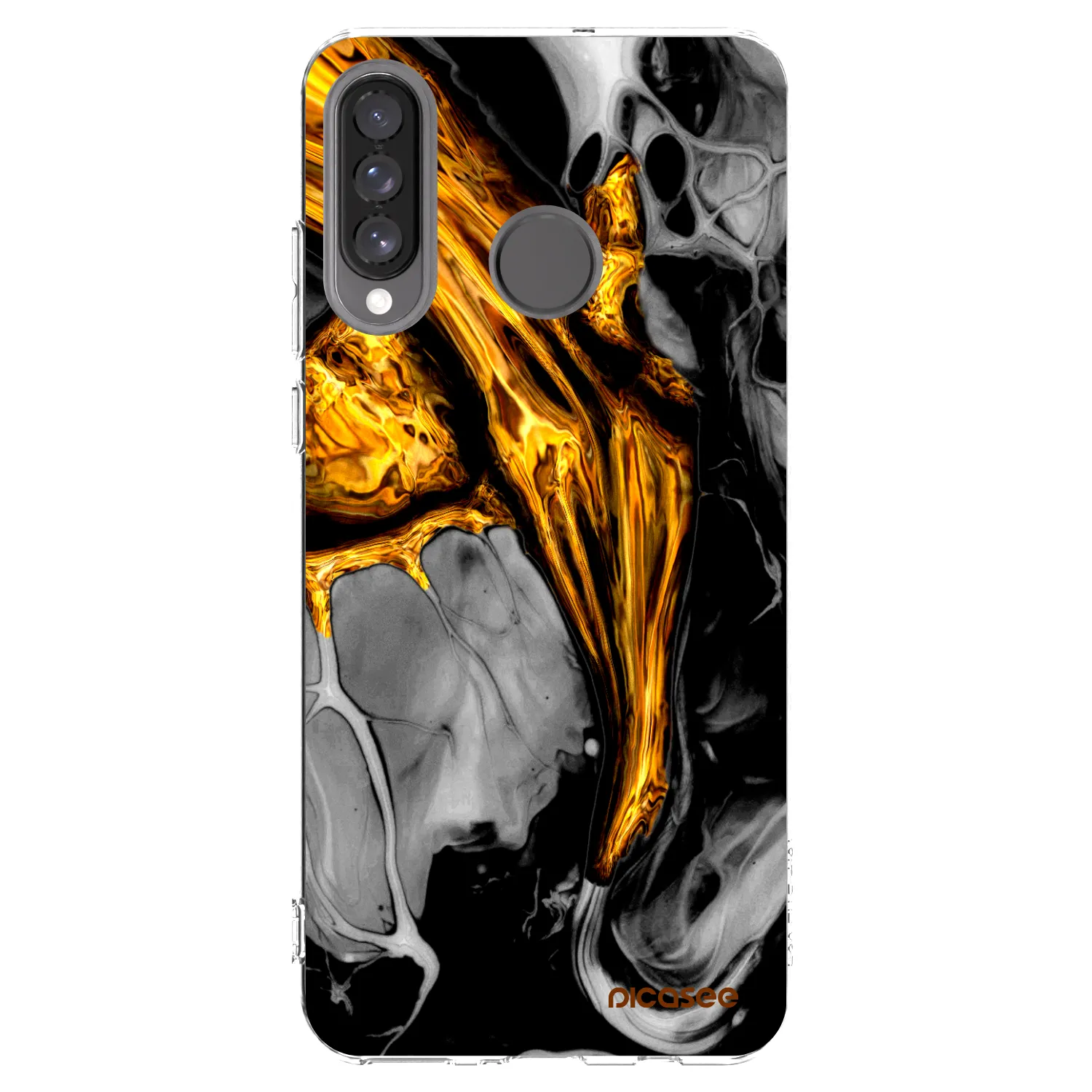 Picasee Huawei P30 Lite Hülle - Transparentes Silikon - Black Gold