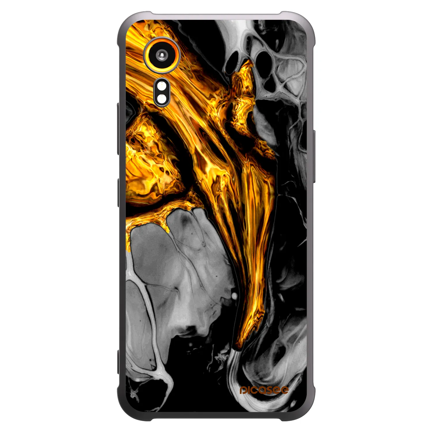 Picasee Samsung Galaxy Xcover 7 Hülle - Schwarzes Silikon - Black Gold