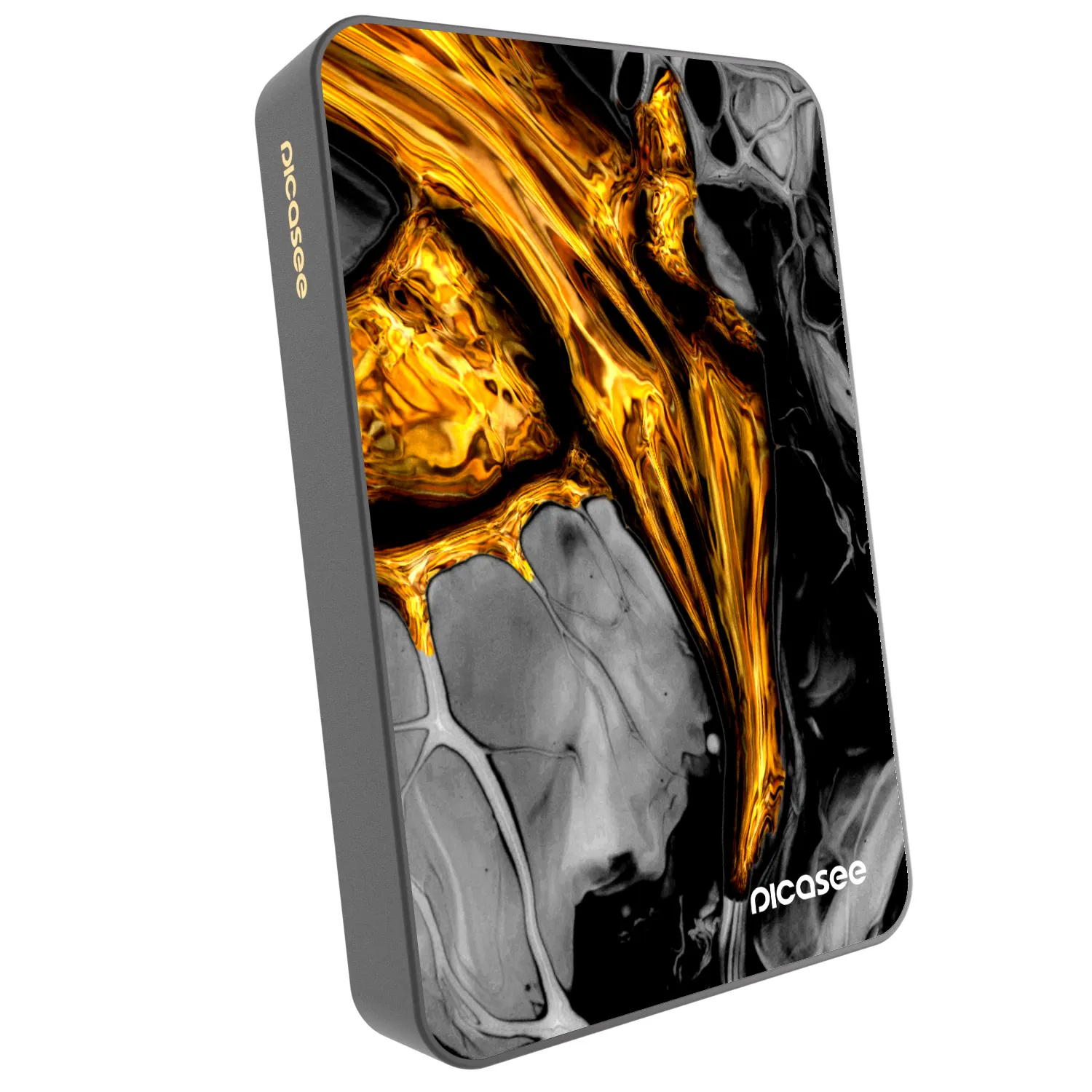 Picasee Powerbank mit MagSafe 10 000 mAh Grau - Black Gold